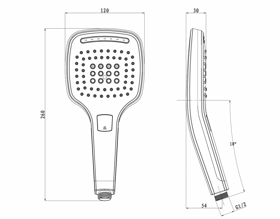 Handbrause in Chrom 12 cm mit 3 Funktionen