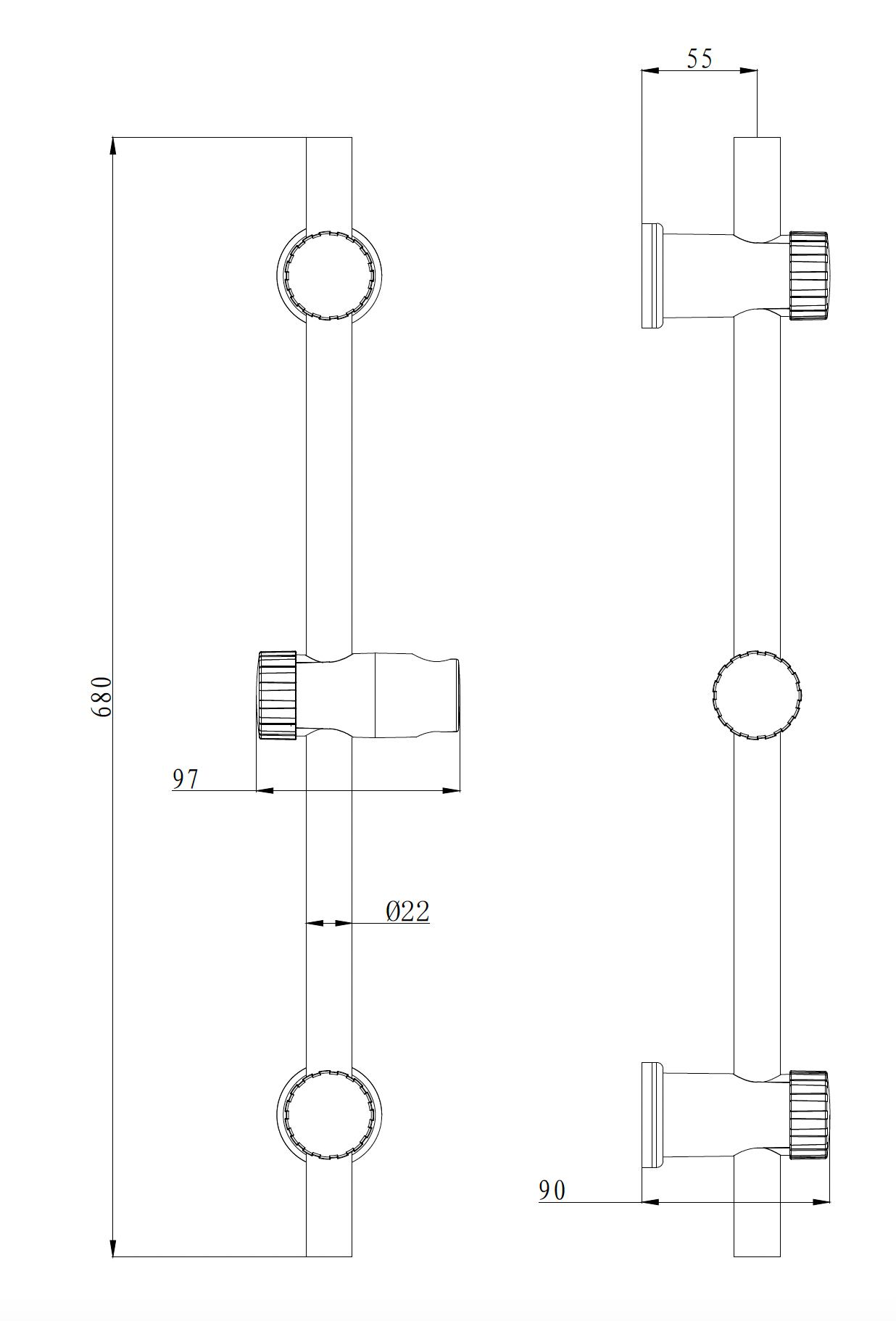 Brausestange Chrom mit Halterung