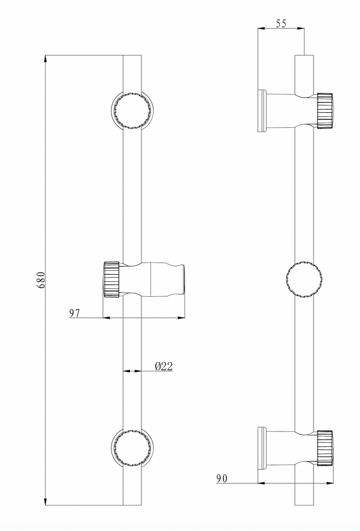 Brausestange Chrom mit Halterung