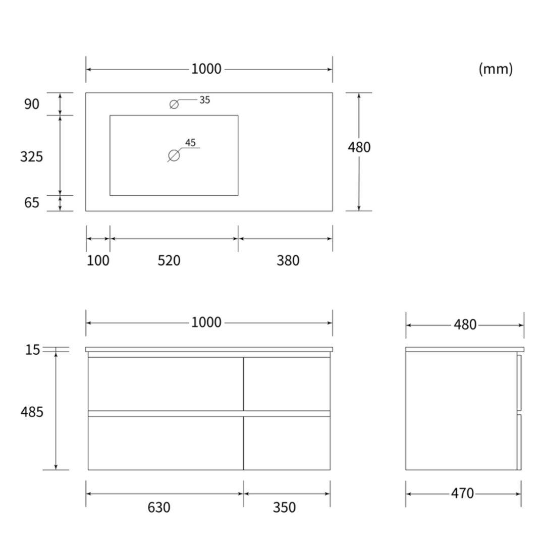 Bathroom furniture set - CUBE 70 / 100cm