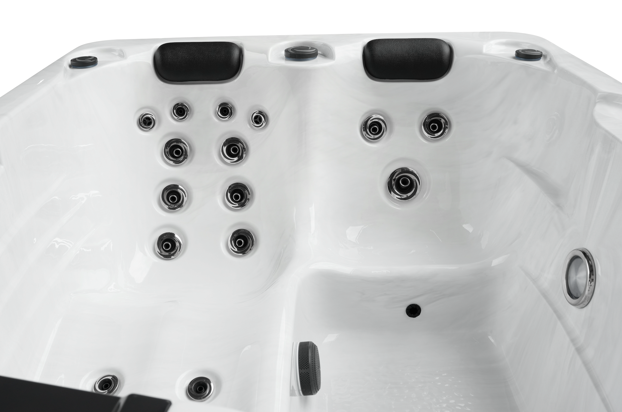 Outdoorwhirlpool Diablo WHITE MARBLE inkl. Abdeckung und Treppe  - 210 x 160 x 80cm