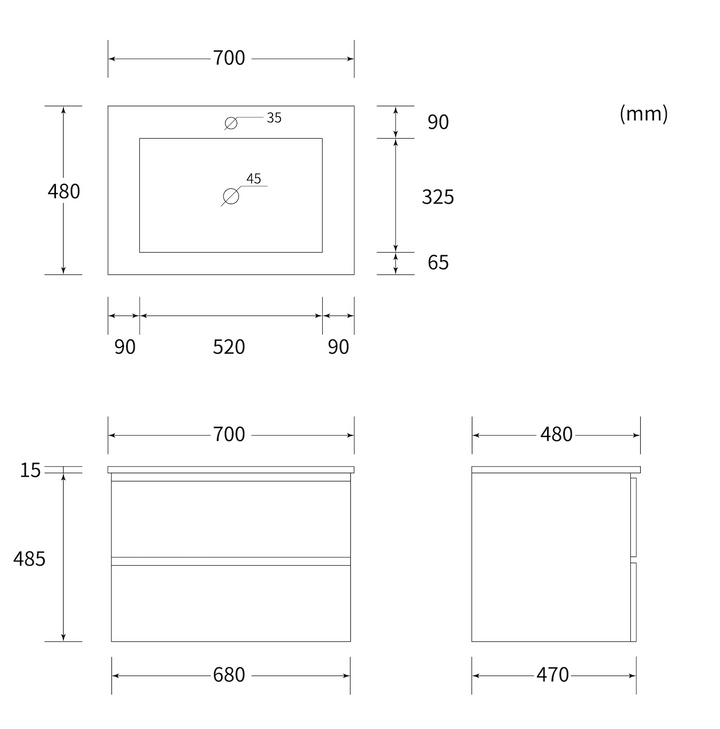 CUBE 70 washbasin cabinet