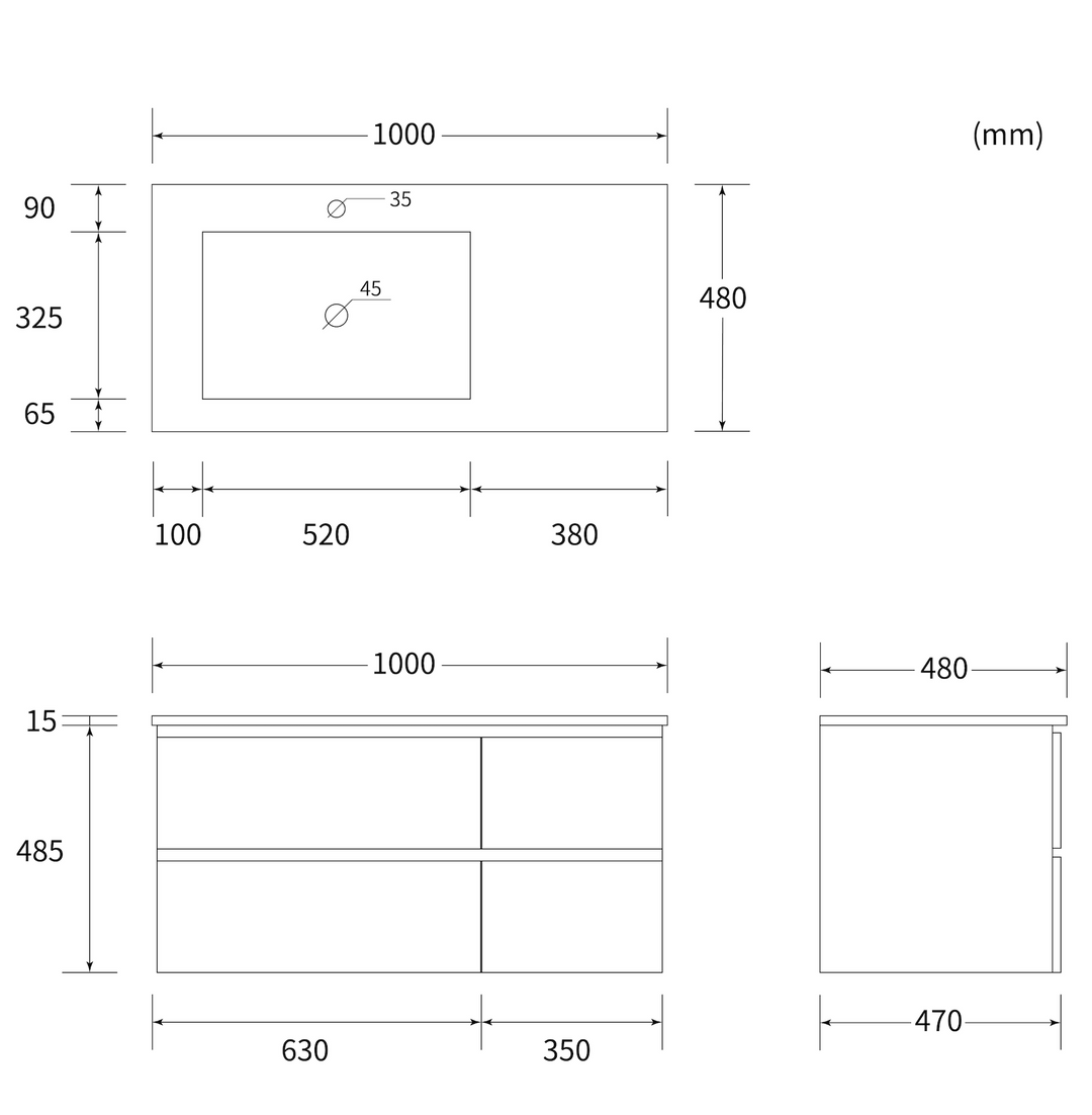 CUBE 100 washbasin cabinet