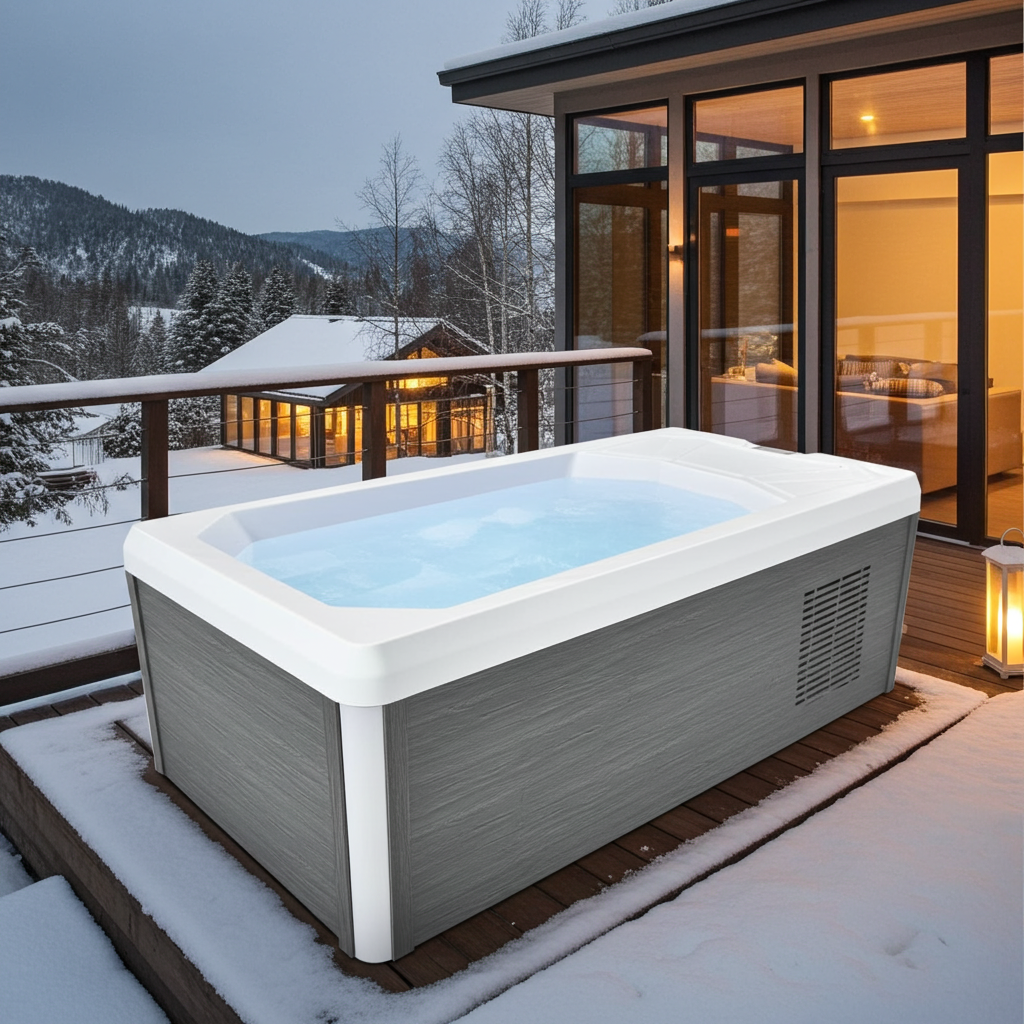 Ice &amp; Warm Bath ICE BAD WHITE incl. cover + steps 210x110x80 cm