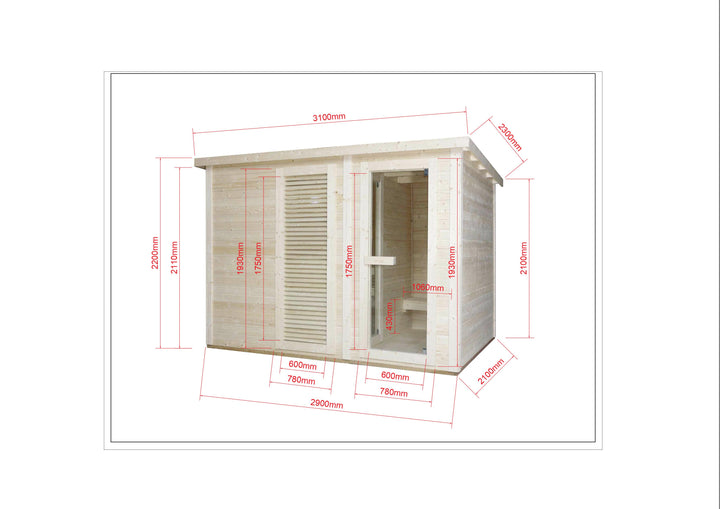 Outdoorsauna VAASA für 4 - 5 Personen mit Umkleide