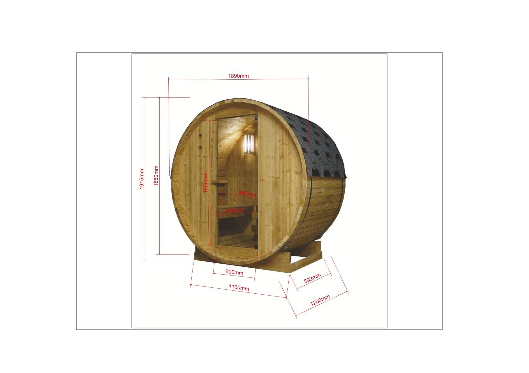 Sauna de barril al aire libre TROMSÖ M para 2 personas