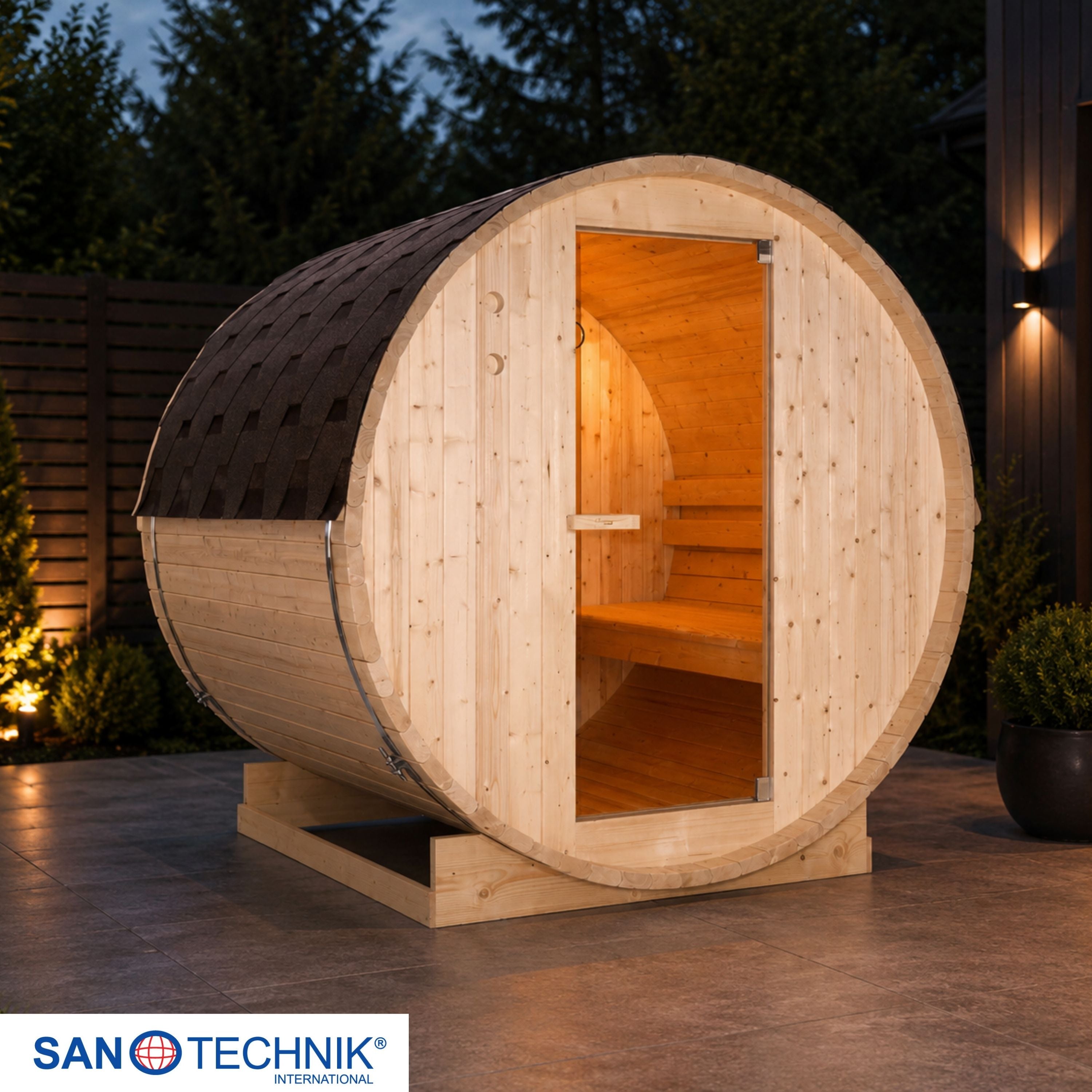 Outdoor barrel sauna TROMSÖ L for 4 people
