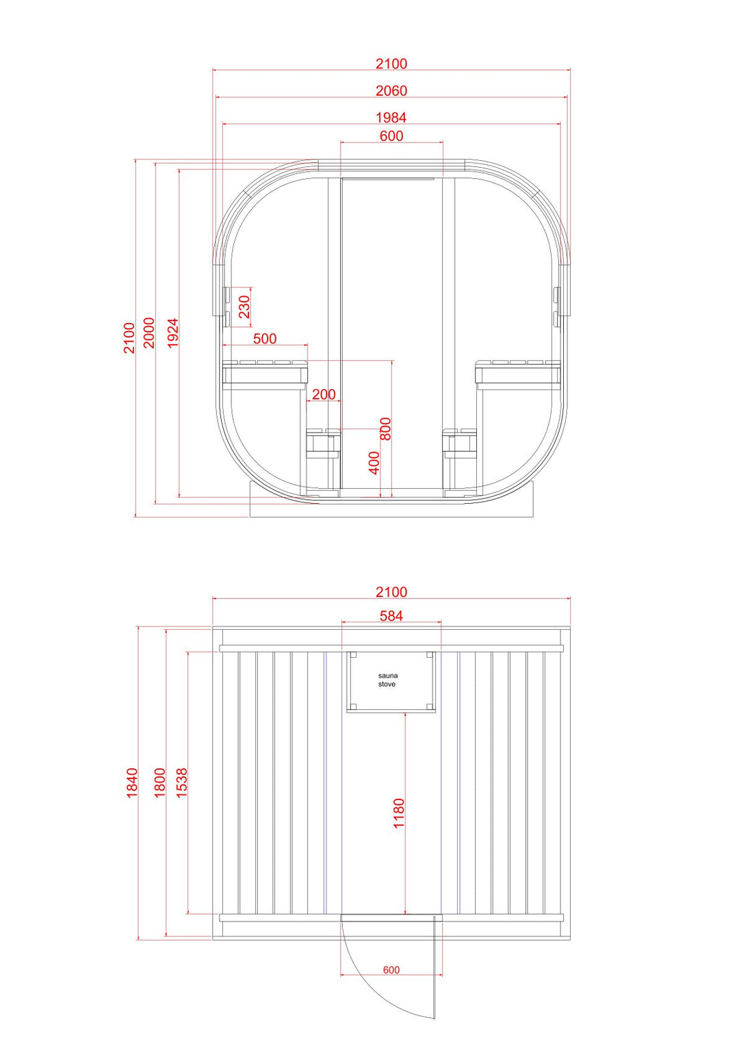 Outdoor Sauna HANKO für 6 Personen