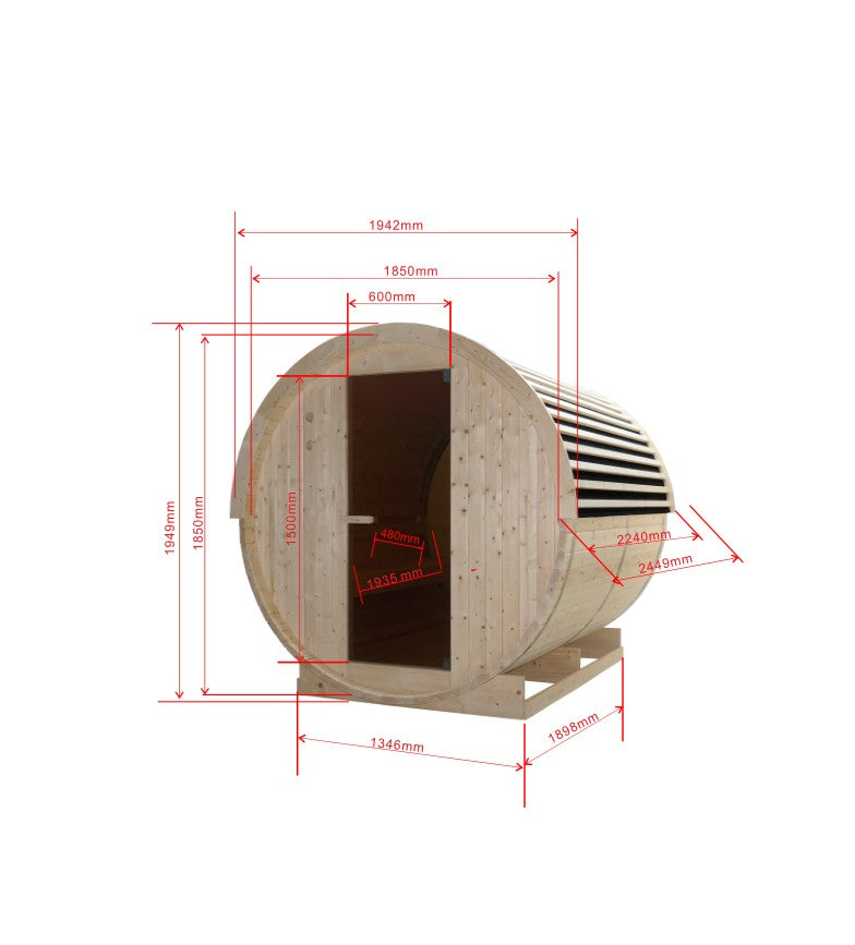 NYBORG L Außen Sauna für 6 P. 194,2x224,9x194,9 cm (Bausatz)