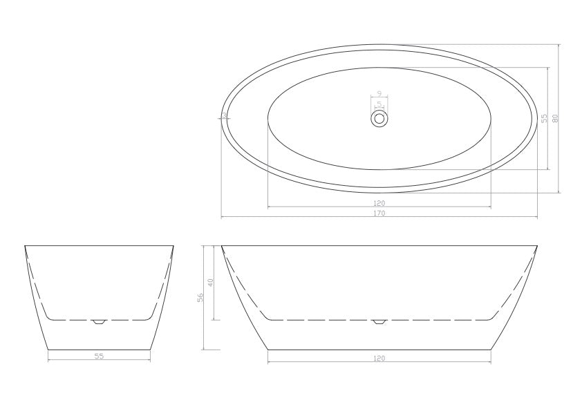 Freistehende Badewanne LAS VEGAS 180x80x56 cm