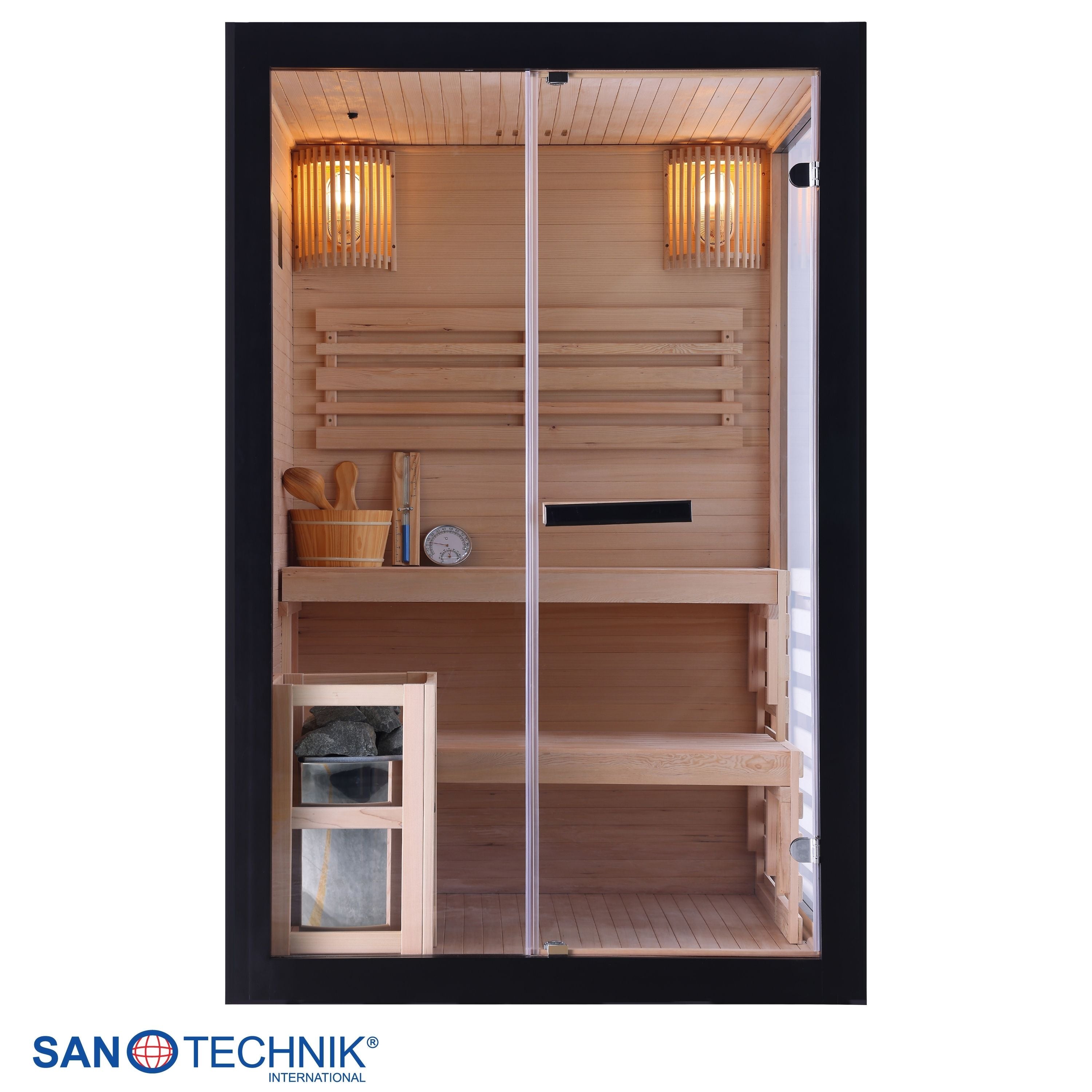Finnische Sauna PANORAMA BLACK | für 2 Personen