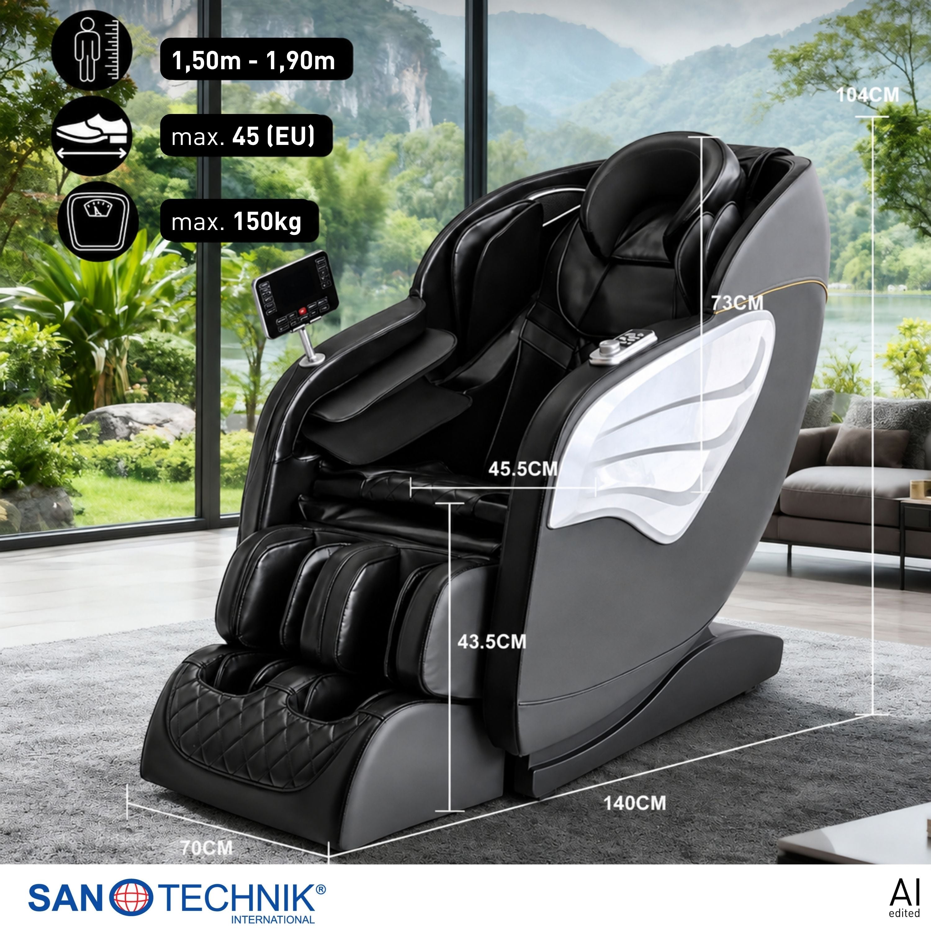 Master Pro Luxus-Massagesessel schwarz