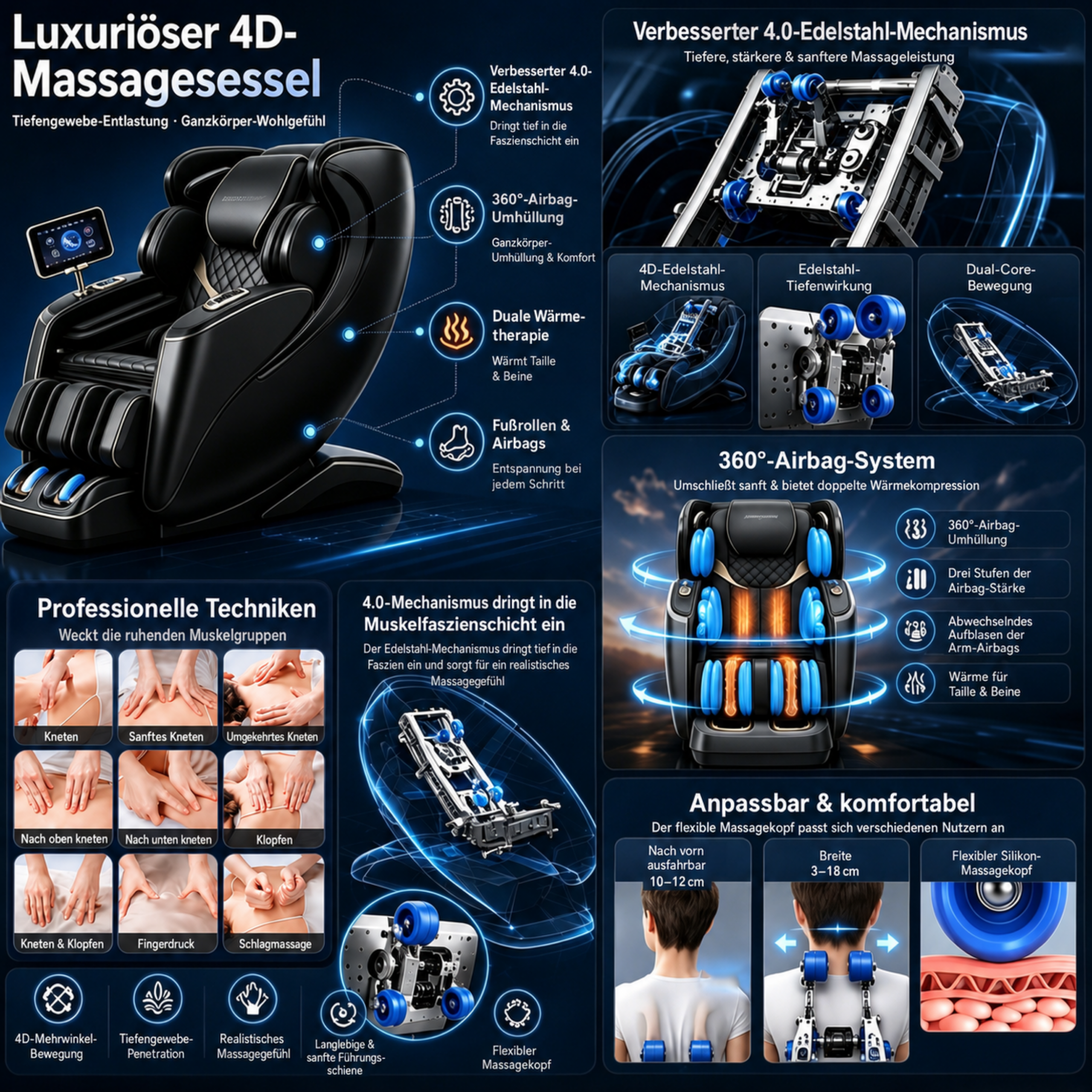 LUXORA luxury massage chair, black