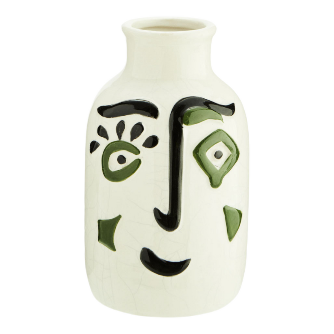 Steinzeug Vase mit Gesicht Ø 10,5x17,5 cm