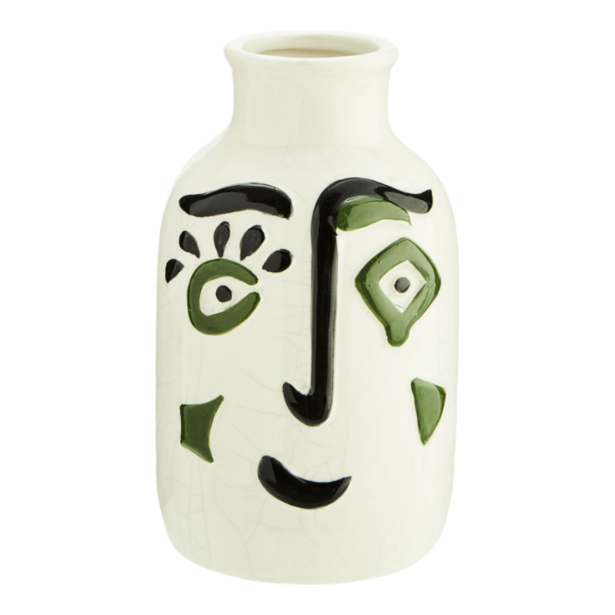 Jarrón de gres con cara Ø 10,5x17,5 cm