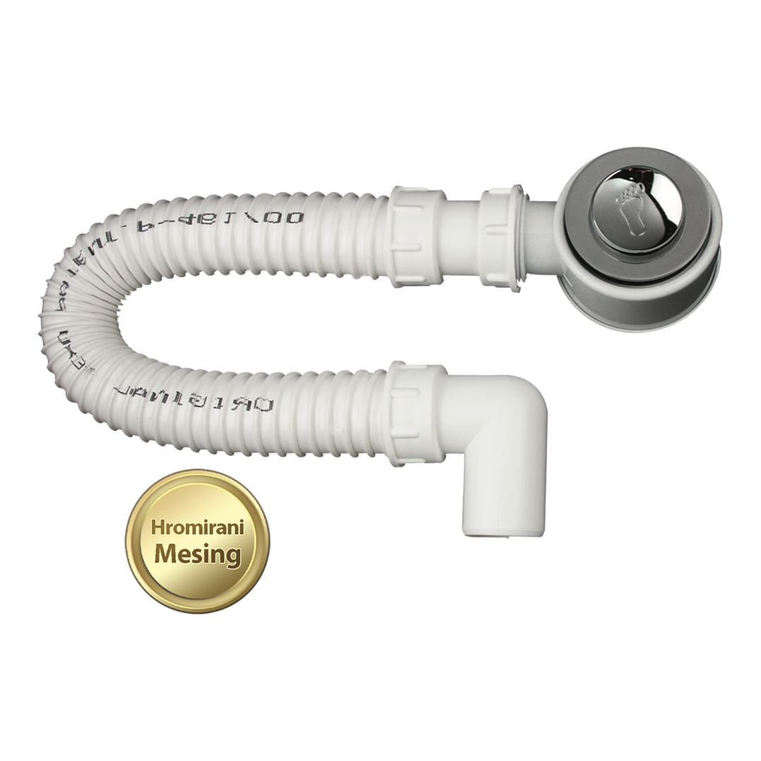 "Click-Clack" shower cup siphon with flexible hose