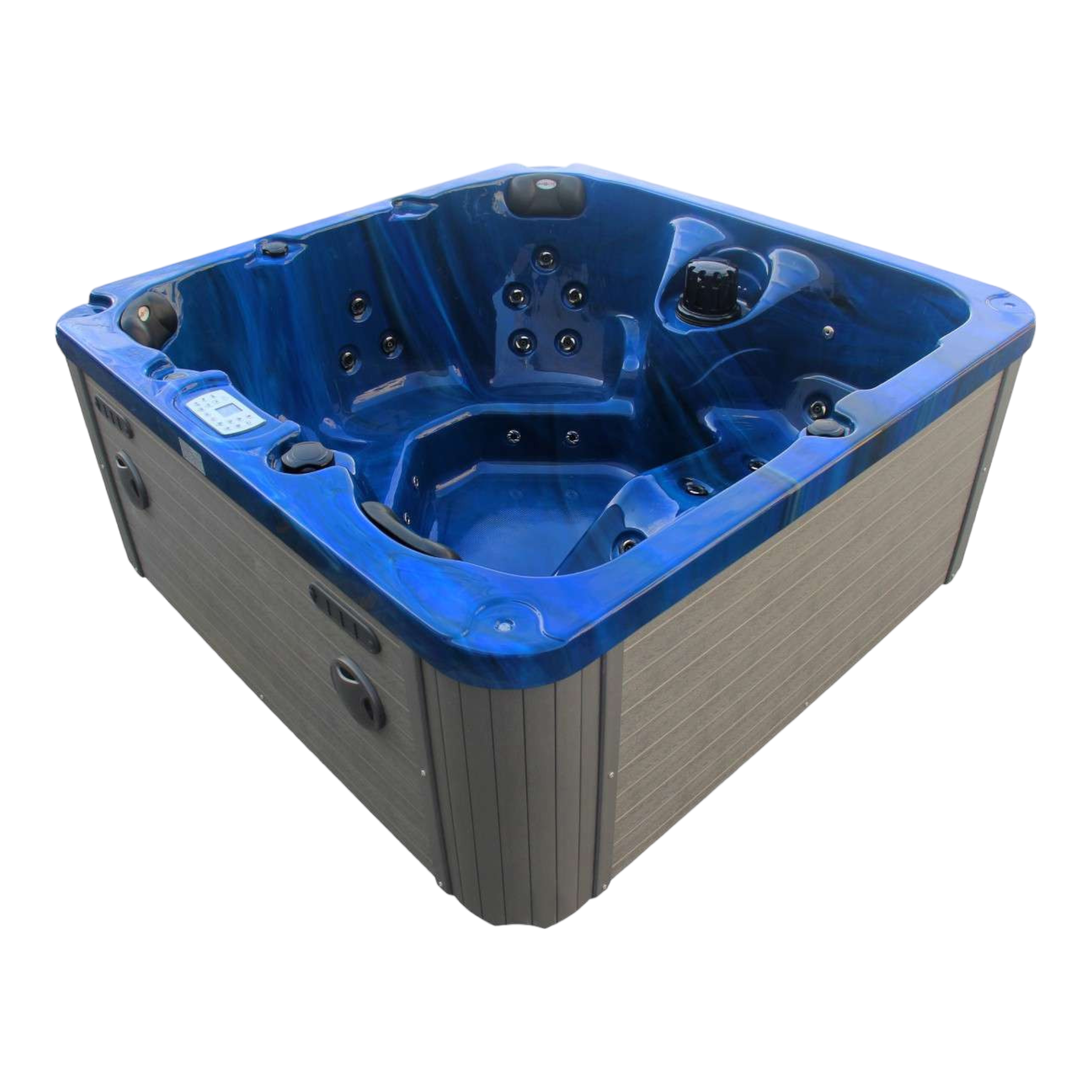 Outdoorwhirlpool PALMA BLUE MARBLE inkl. Abdeckung und Stiege 190x190x86 cm