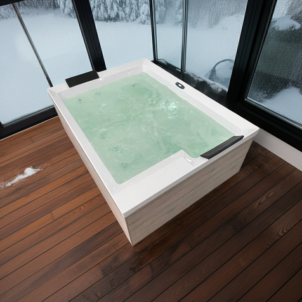 Outdoor Whirlpool ZADAR WHITE inkl. Abdeckung + Stiege 190x140x70 cm frostsicher