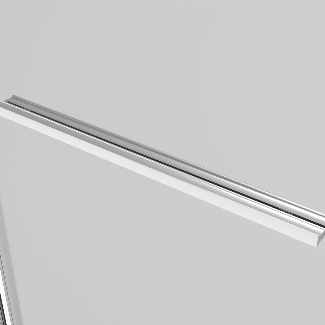 Corner shower cabin with two sliding doors, chrome in 2 different sizes