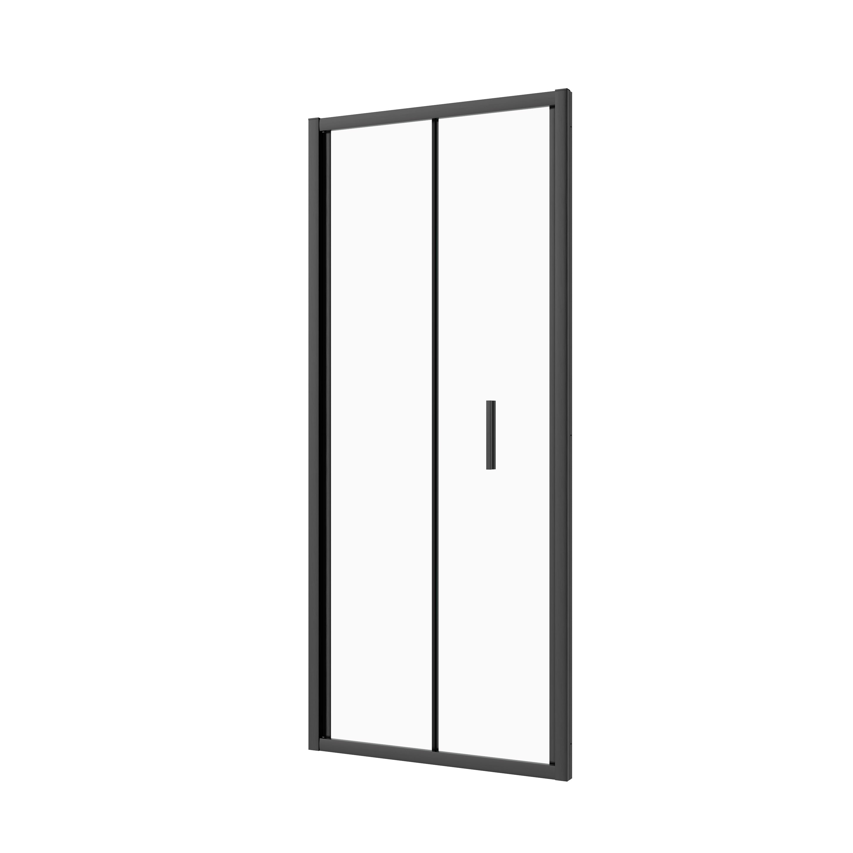 Corner shower cabin with two sliding doors, chrome in 2 different sizes
