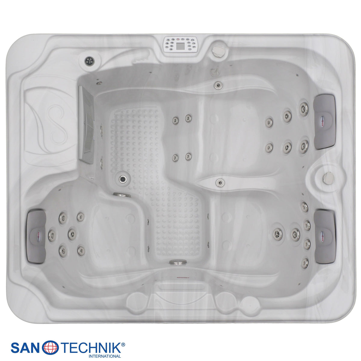 Outdoor Whirlpool OASIS White Marble incl. Cover & Steps 208x175x90 cm Frost-proof