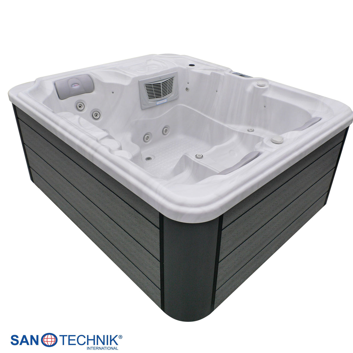 Outdoor Whirlpool OASIS White Marble incl. Cover & Steps 208x175x90 cm Frost-proof