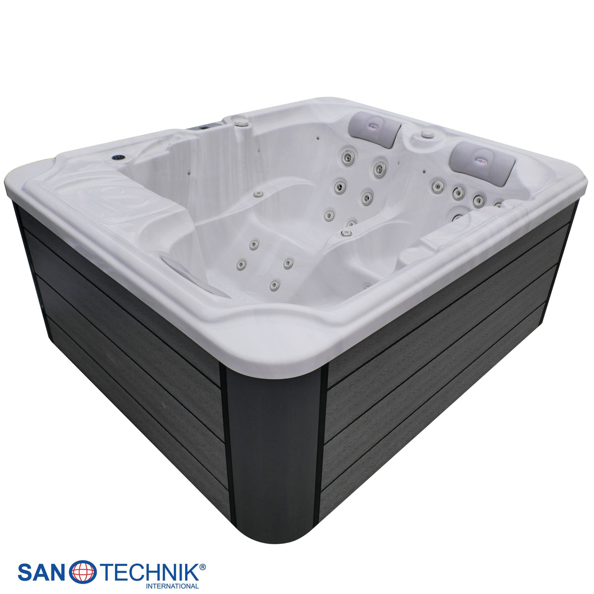 Outdoor Whirlpool OASIS White Marble incl. Cover & Steps 208x175x90 cm Frost-proof