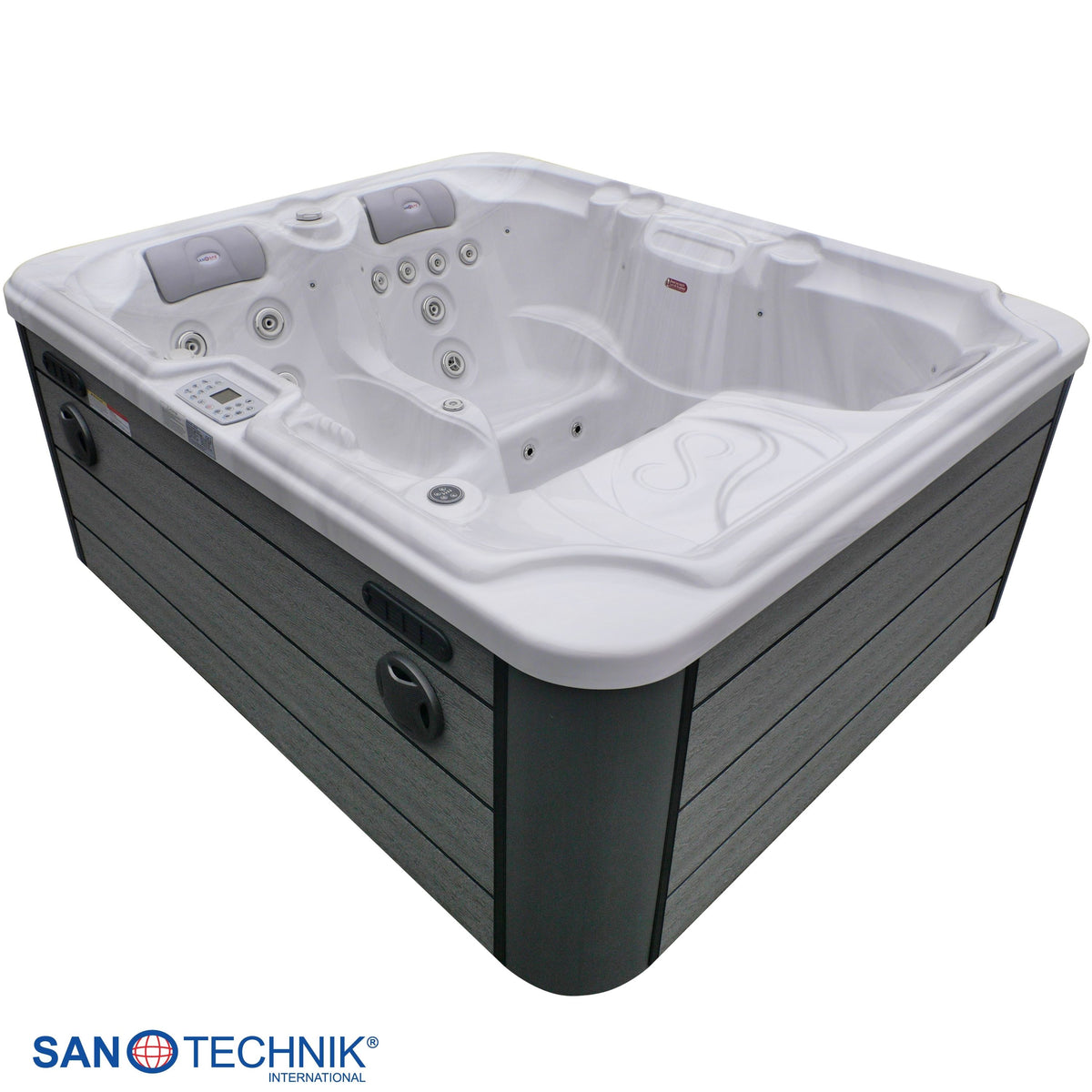 Outdoor Whirlpool OASIS White Marble incl. Cover & Steps 208x175x90 cm Frost-proof