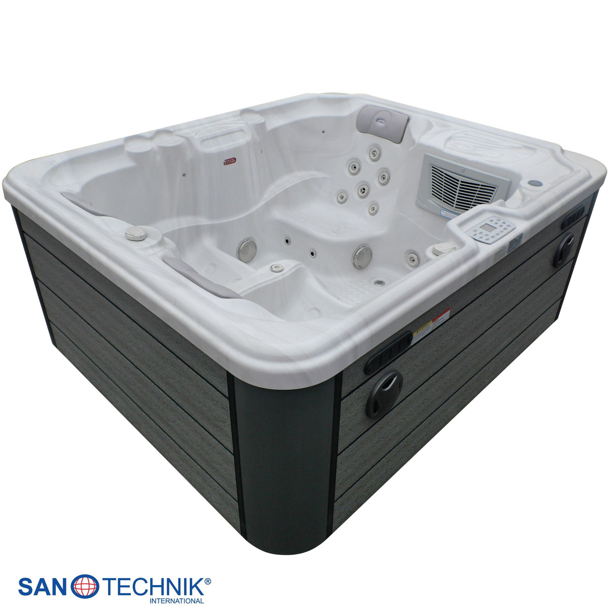 Outdoor Whirlpool OASIS White Marble incl. Cover & Steps 208x175x90 cm Frost-proof