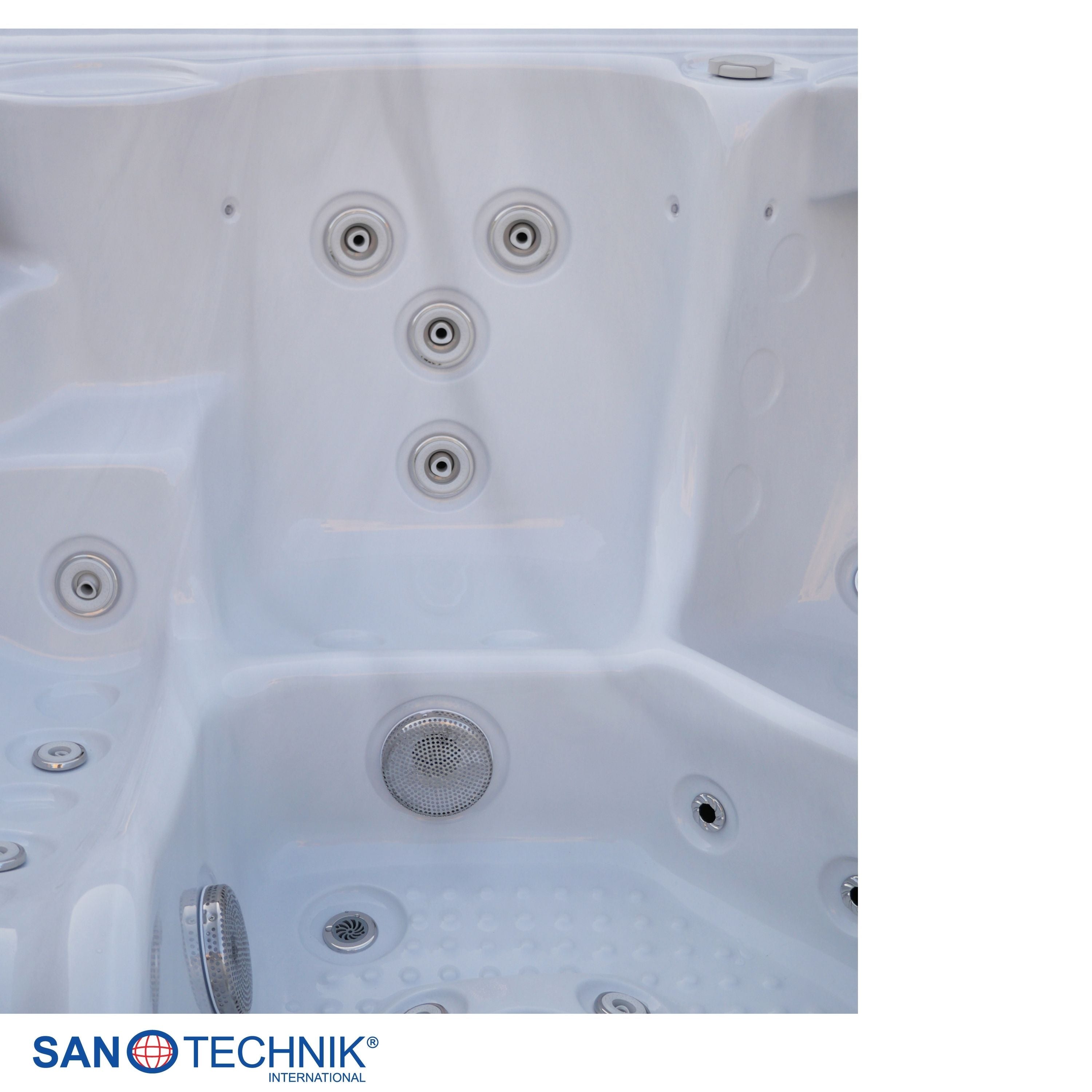 Outdoorwhirlpool OASIS Maxi WHITE MARBLE inkl. Stiege und Abdeckung 210x210x95 cm frostsicher
