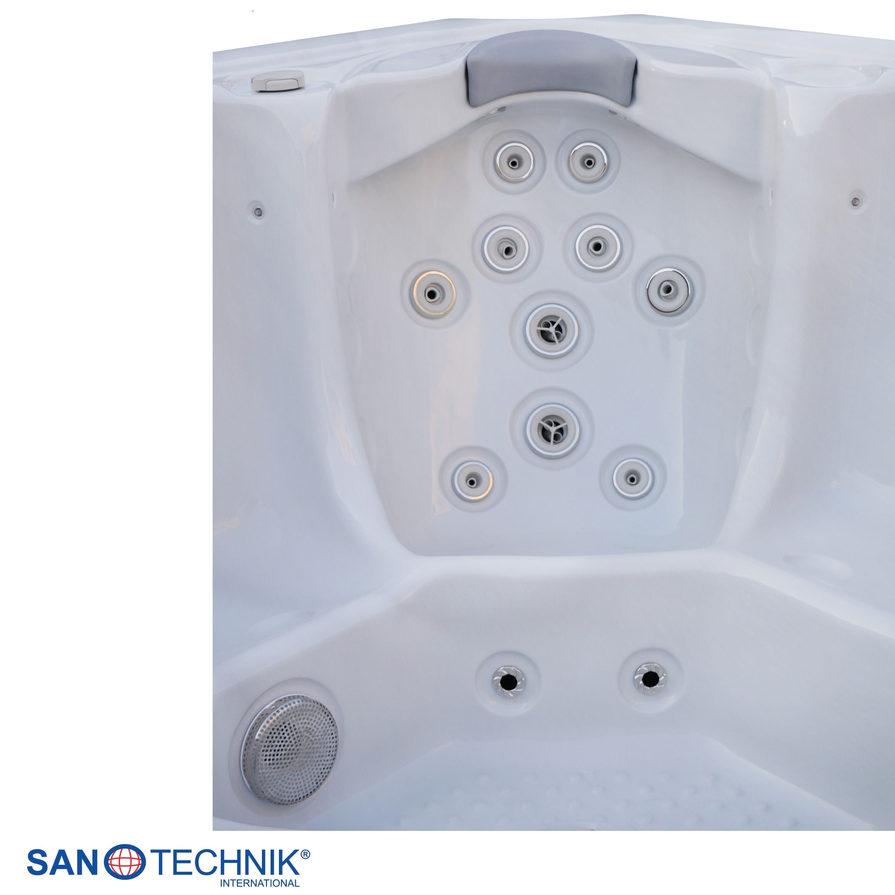 Outdoorwhirlpool OASIS Maxi WHITE MARBLE inkl. Stiege und Abdeckung 210x210x95 cm frostsicher