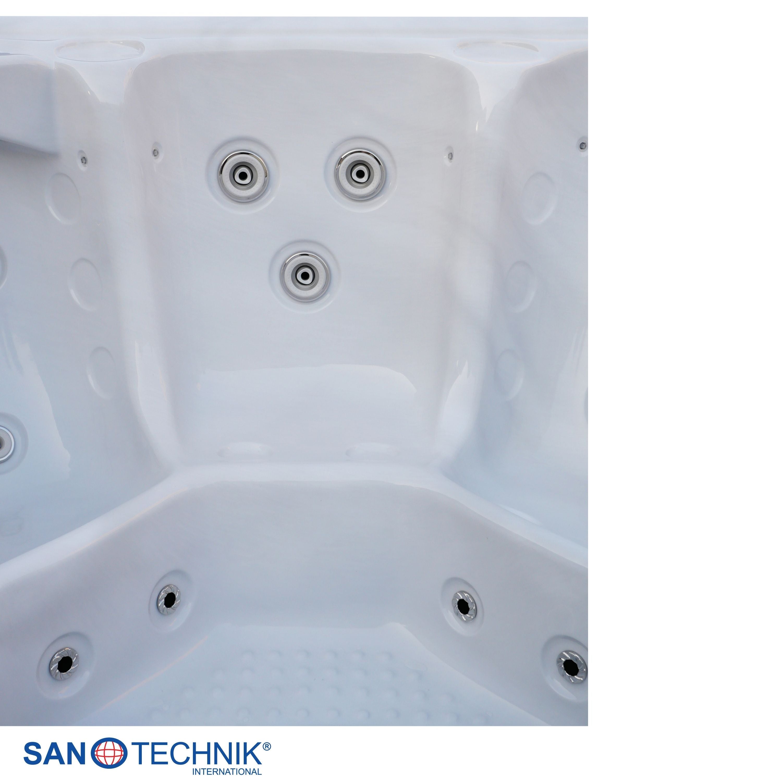 Outdoorwhirlpool OASIS Maxi WHITE MARBLE inkl. Stiege und Abdeckung 210x210x95 cm frostsicher