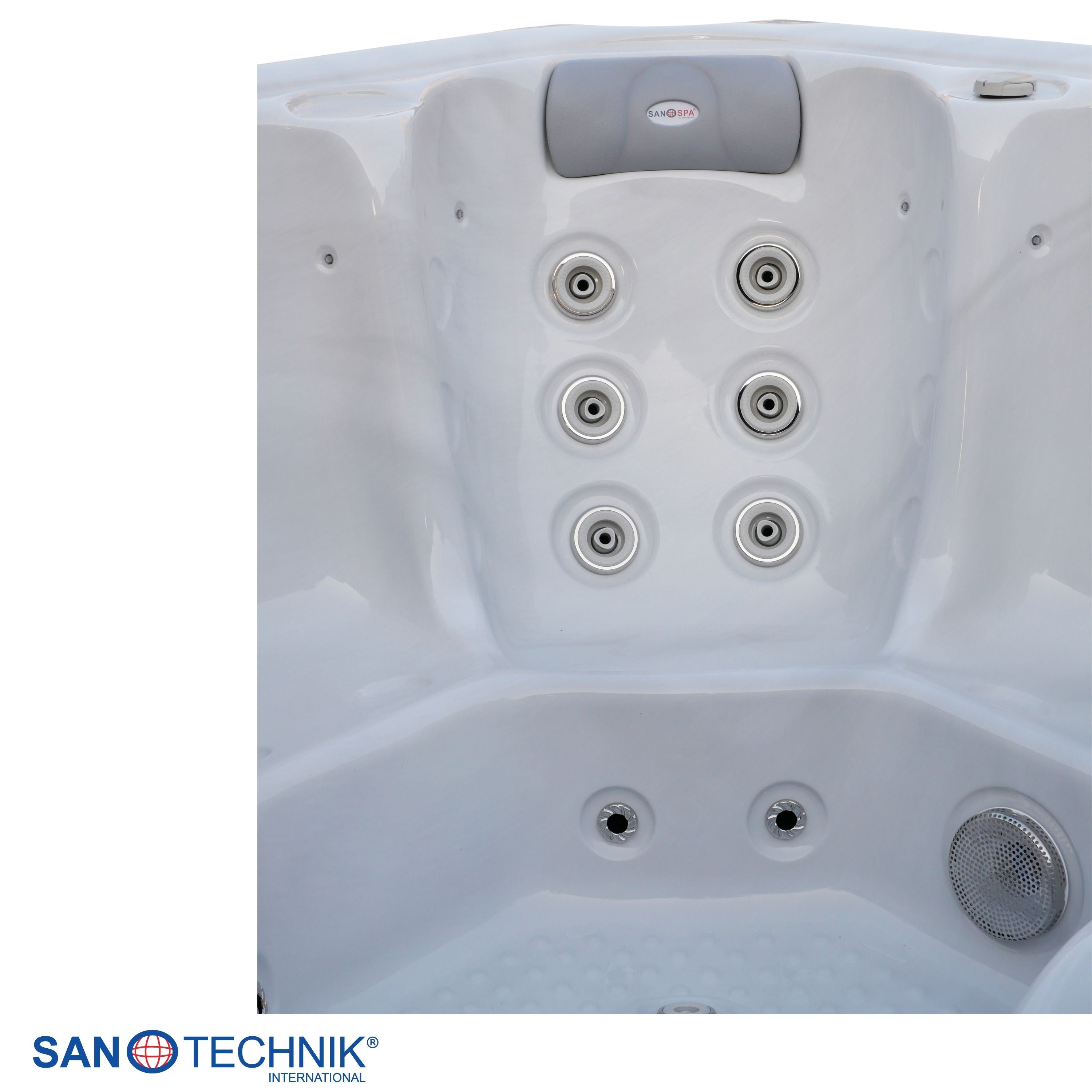 Outdoorwhirlpool OASIS Maxi WHITE MARBLE inkl. Stiege und Abdeckung 210x210x95 cm frostsicher