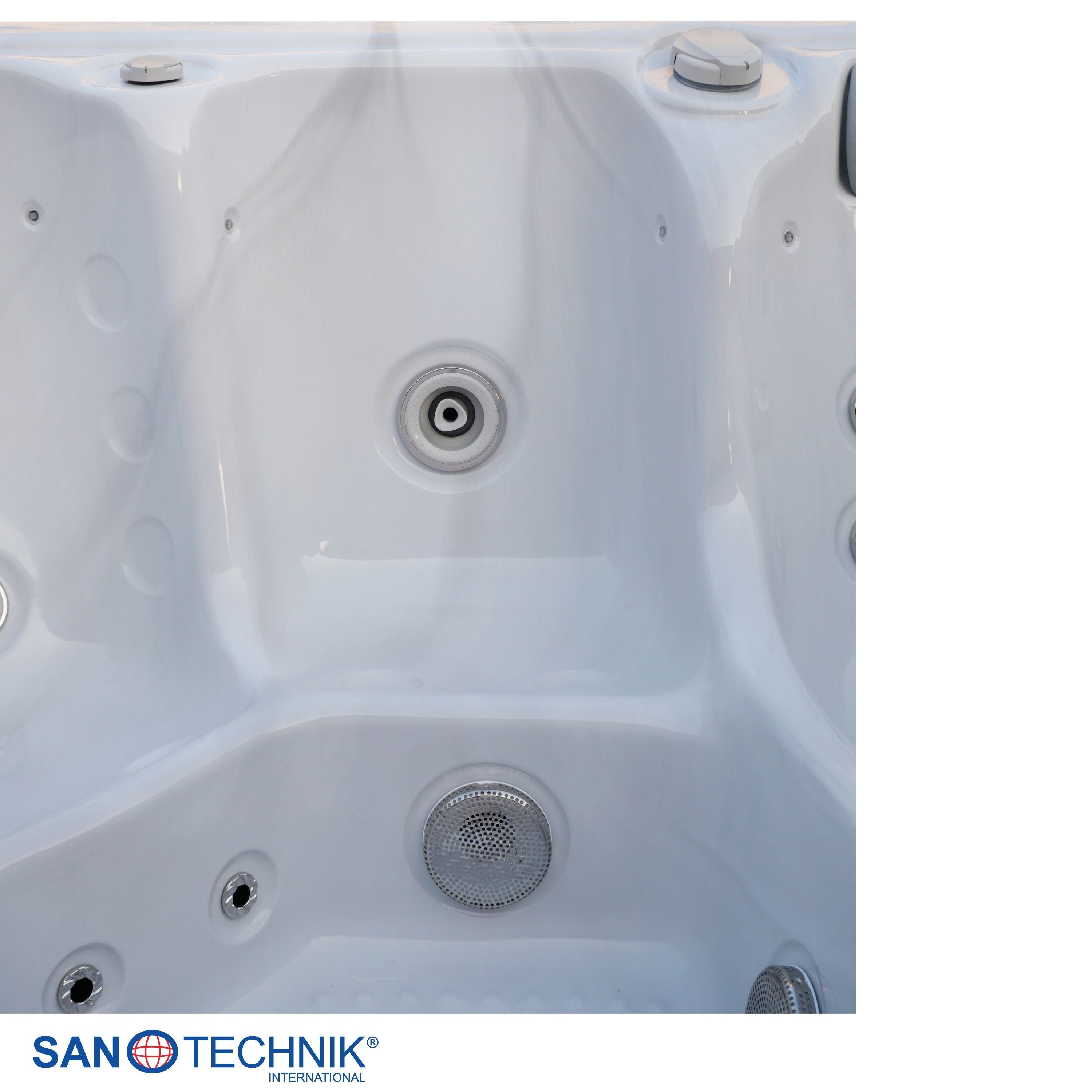 Outdoorwhirlpool OASIS Maxi WHITE MARBLE inkl. Stiege und Abdeckung 210x210x95 cm frostsicher