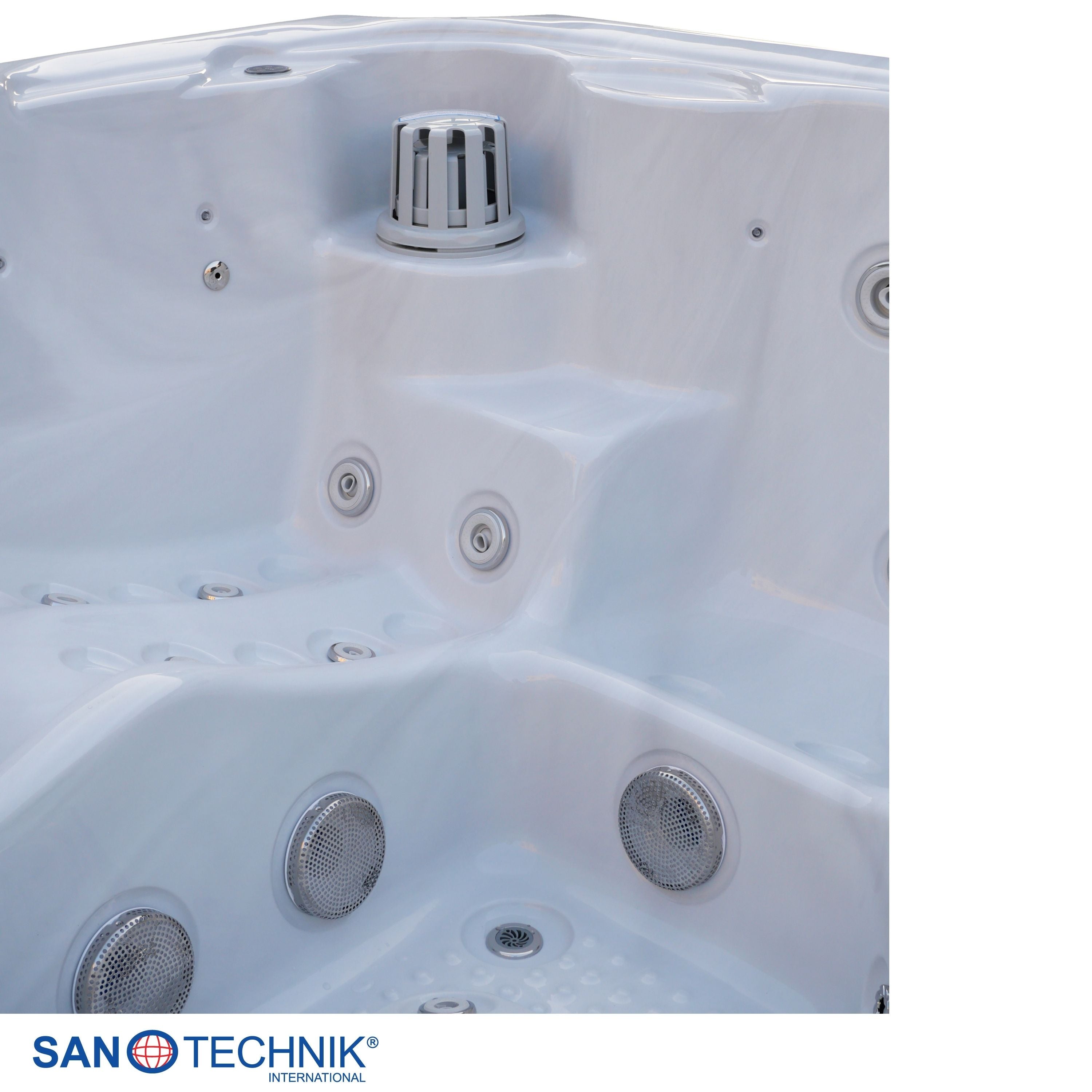 Outdoorwhirlpool OASIS Maxi WHITE MARBLE inkl. Stiege und Abdeckung 210x210x95 cm frostsicher