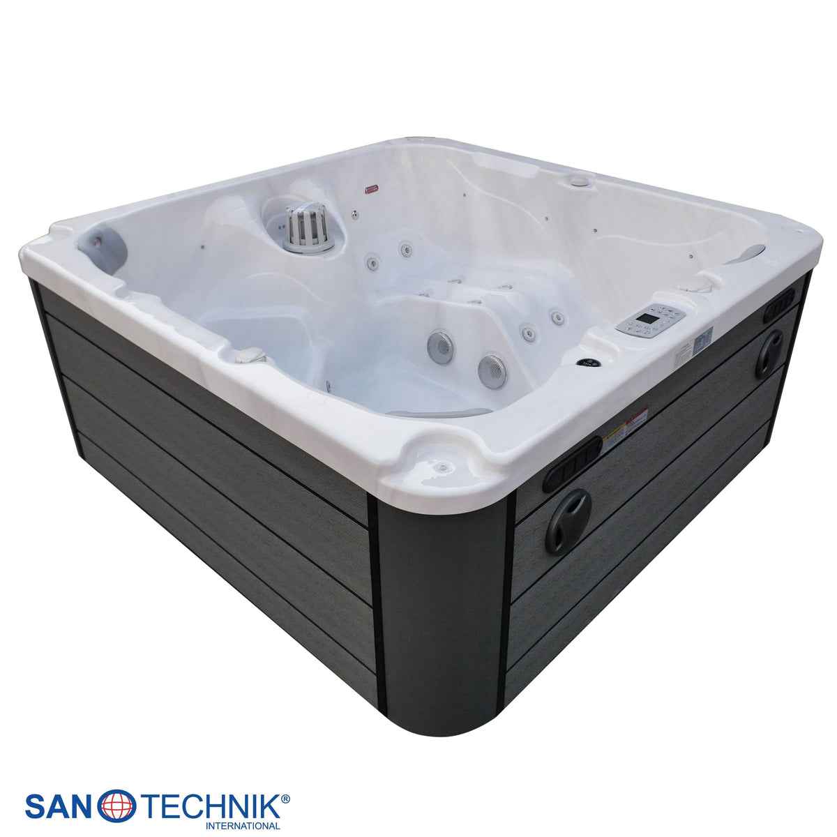 Outdoor Whirlpool PALMA White Marble incl. Cover & Steps 190x190x86 cm frost-proof