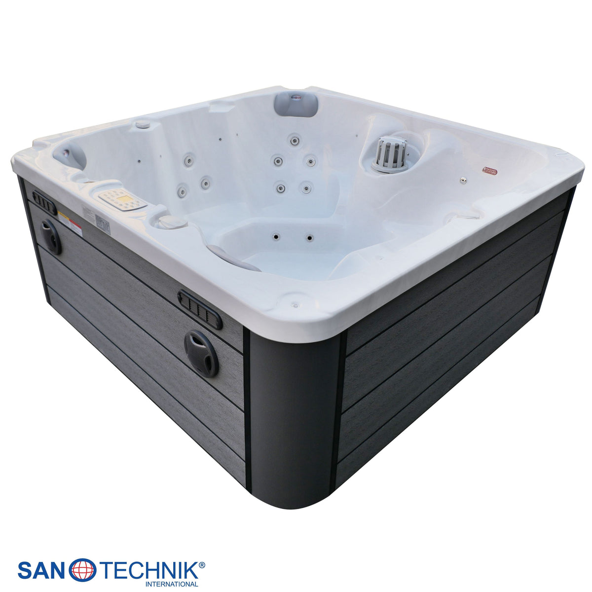 Outdoor Whirlpool PALMA White Marble incl. Cover & Steps 190x190x86 cm frost-proof