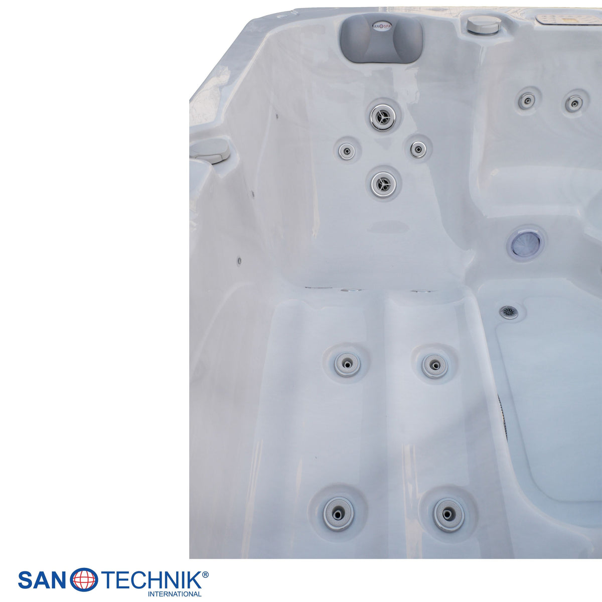 Outdoor Whirlpool PALMA White Marble incl. Cover & Steps 190x190x86 cm frost-proof
