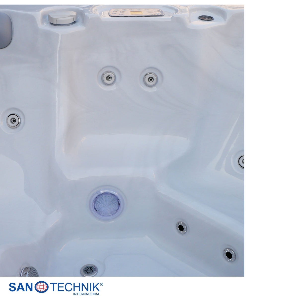 Outdoor Whirlpool PALMA White Marble incl. Cover & Steps 190x190x86 cm frost-proof
