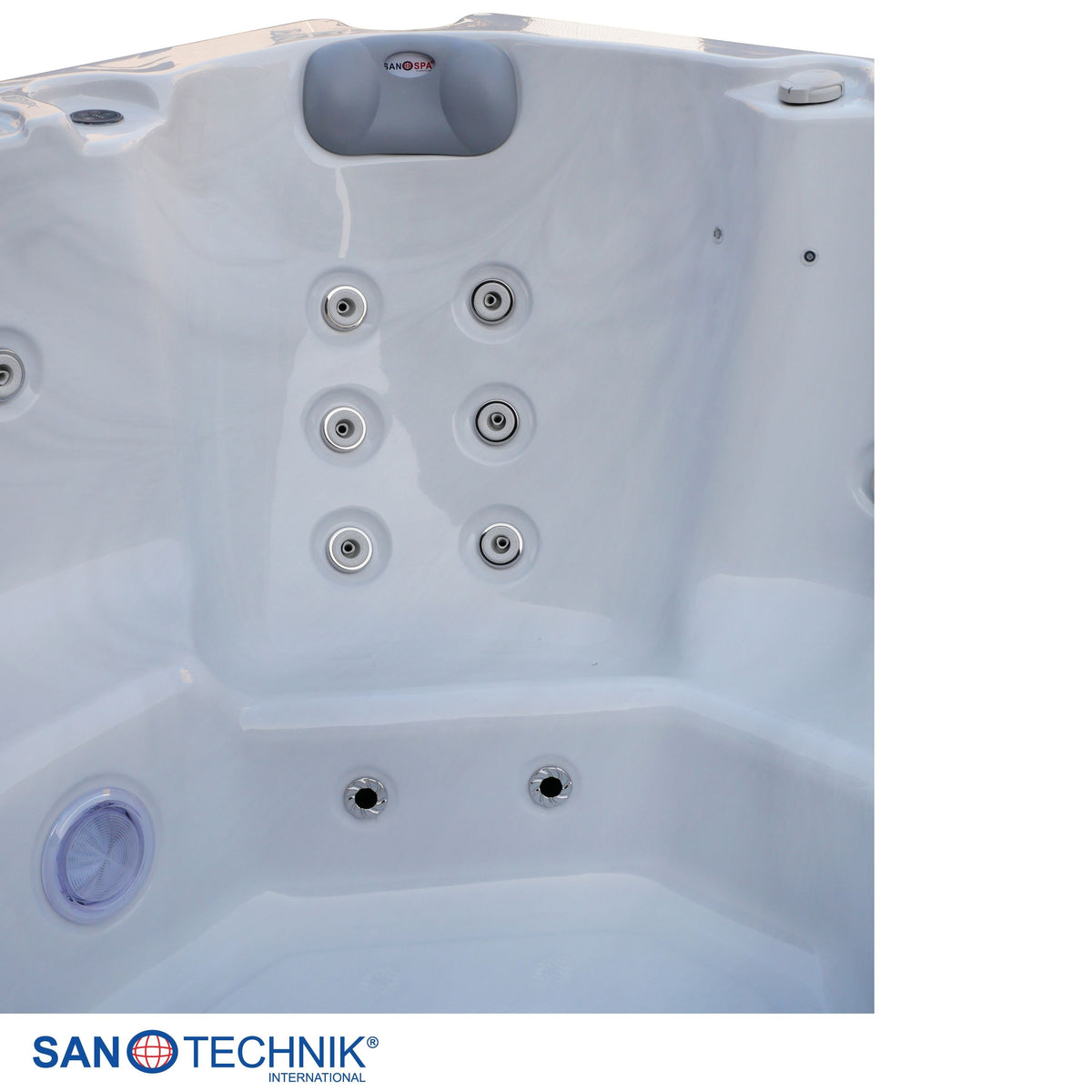 Outdoor Whirlpool PALMA White Marble incl. Cover & Steps 190x190x86 cm frost-proof