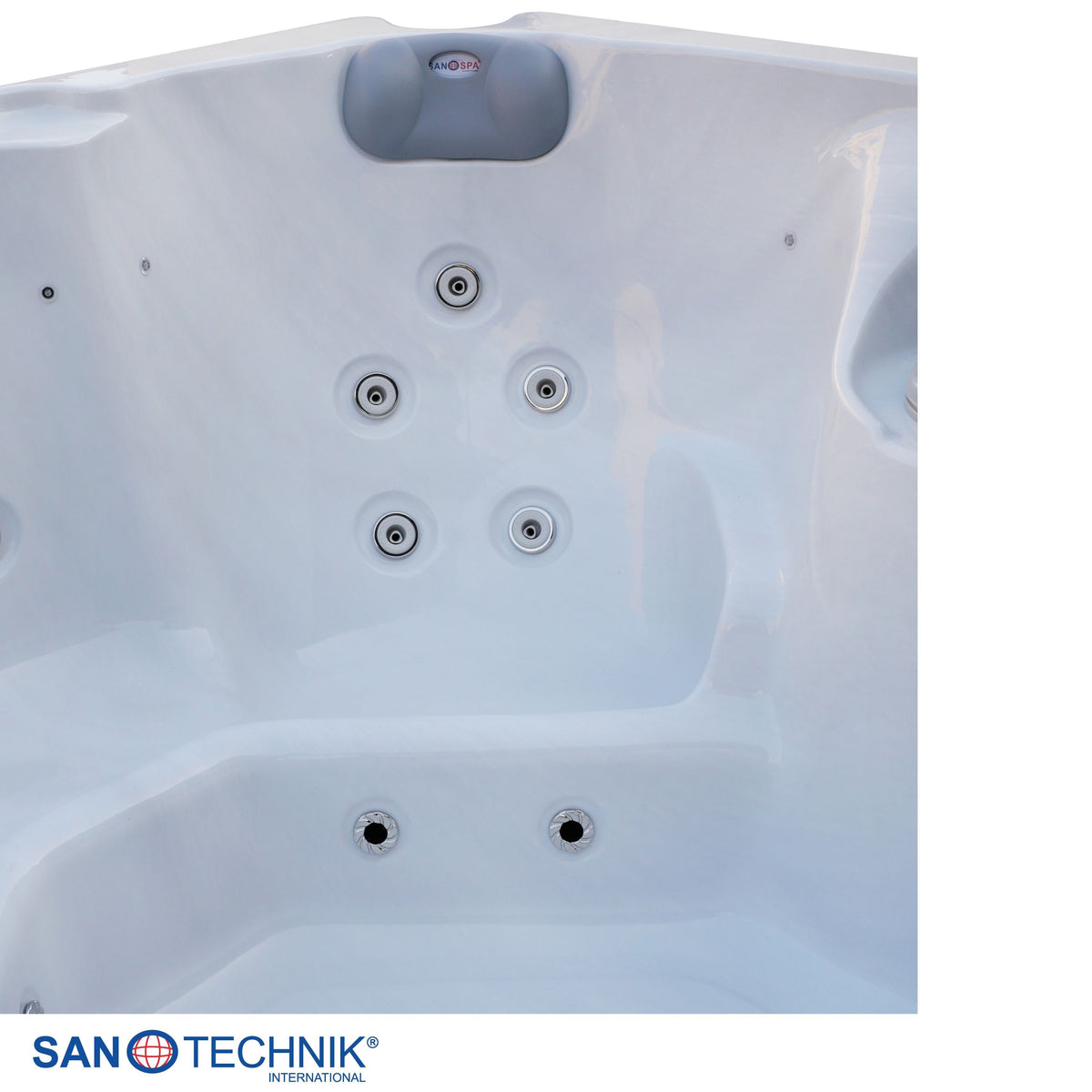 Outdoor Whirlpool PALMA White Marble incl. Cover & Steps 190x190x86 cm frost-proof