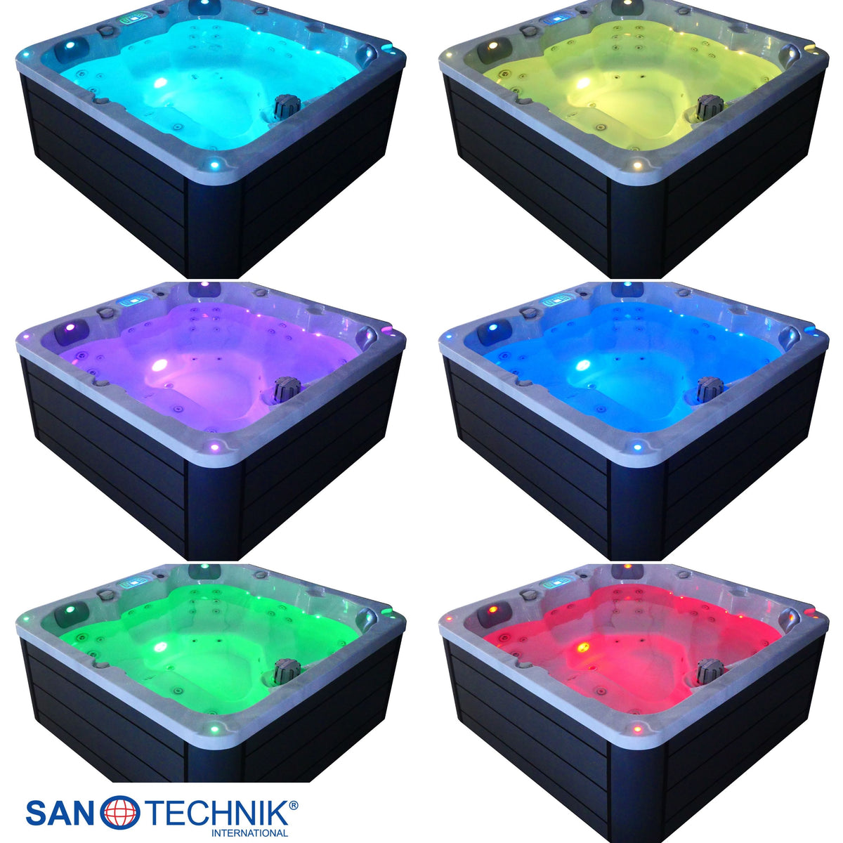 Outdoor Whirlpool PALMA White Marble incl. Cover & Steps 190x190x86 cm frost-proof
