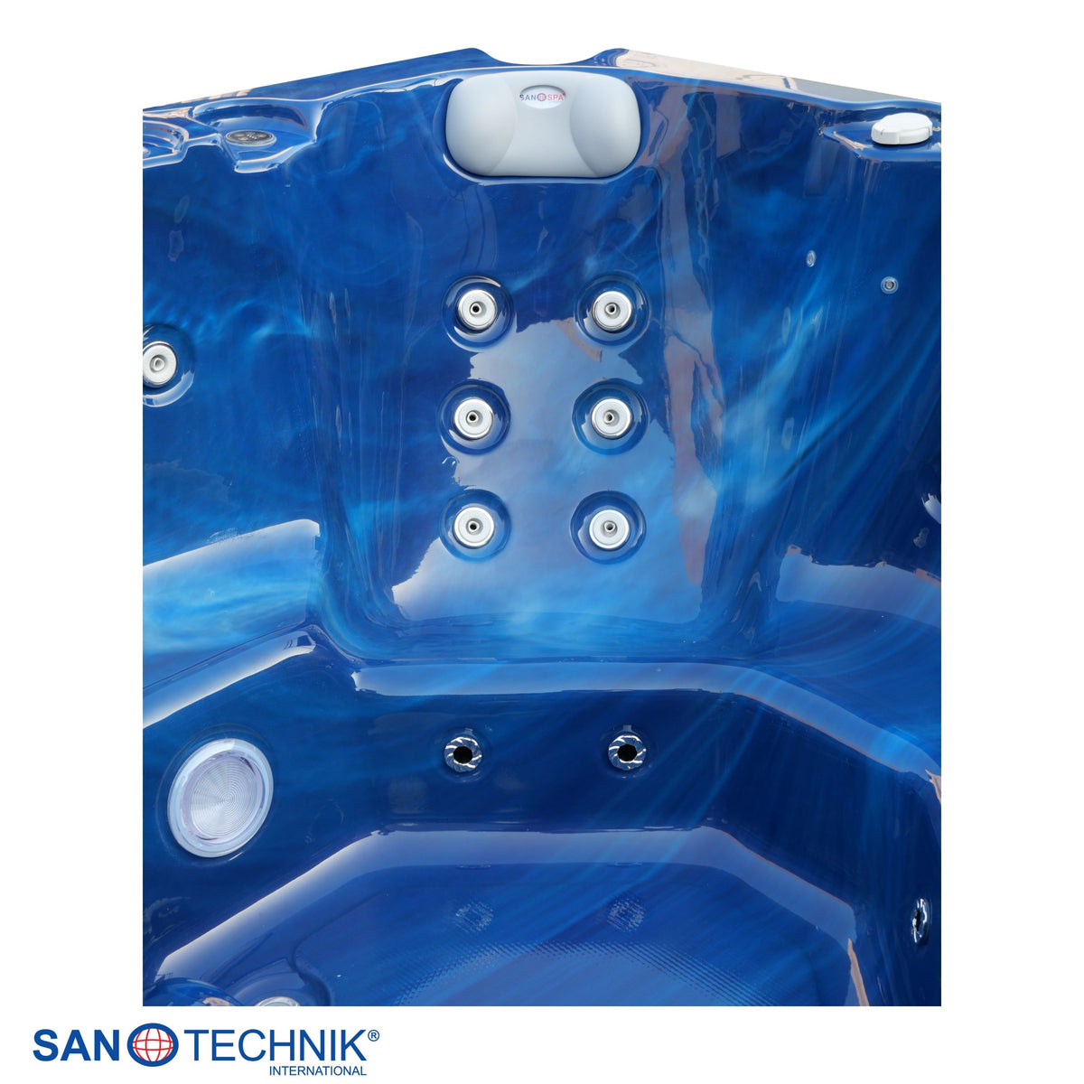 Outdoor Whirlpool PALMA Blue Marble incl. Cover & Steps 190x190x86 cm frost-proof