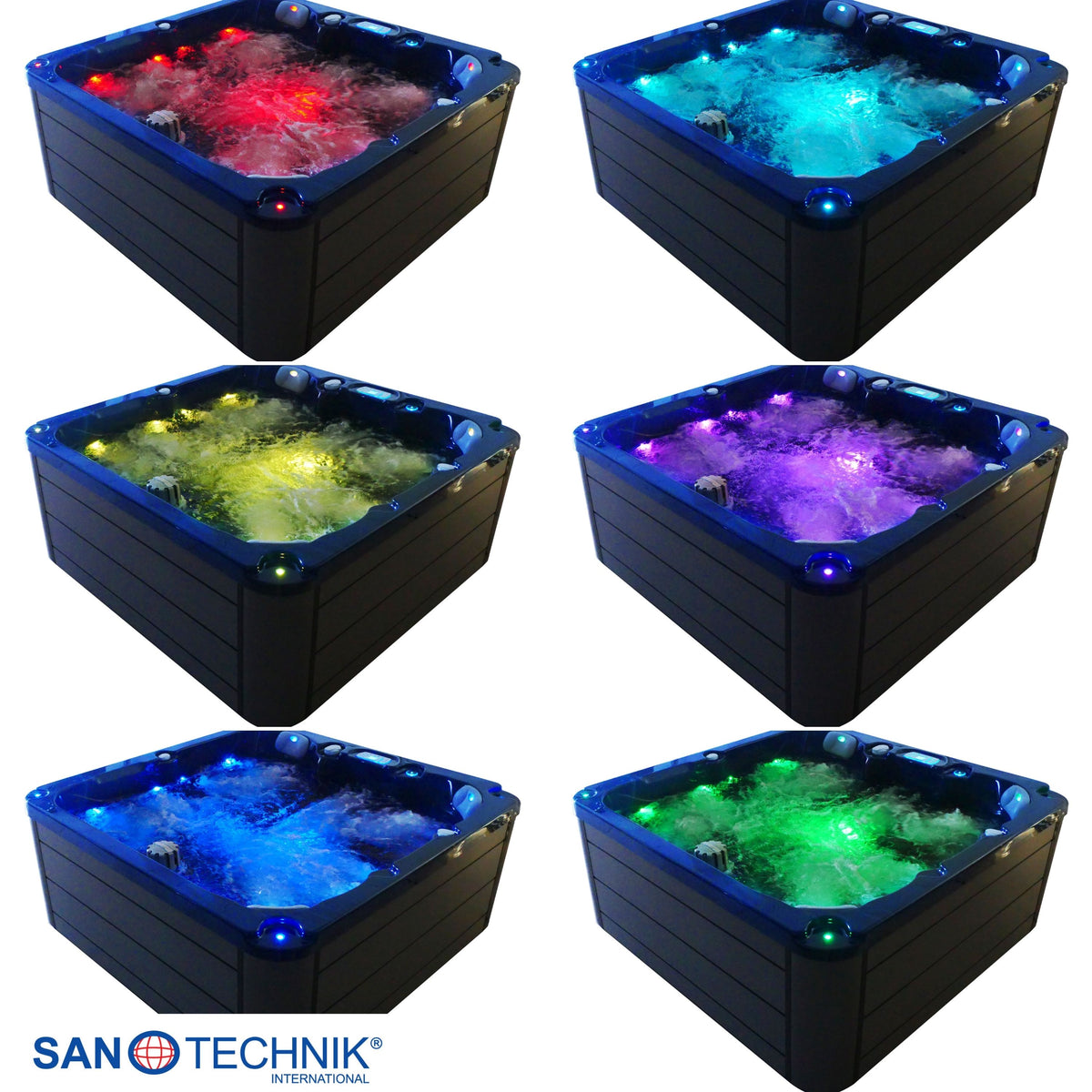 Outdoor Whirlpool PALMA Blue Marble incl. Cover & Steps 190x190x86 cm frost-proof