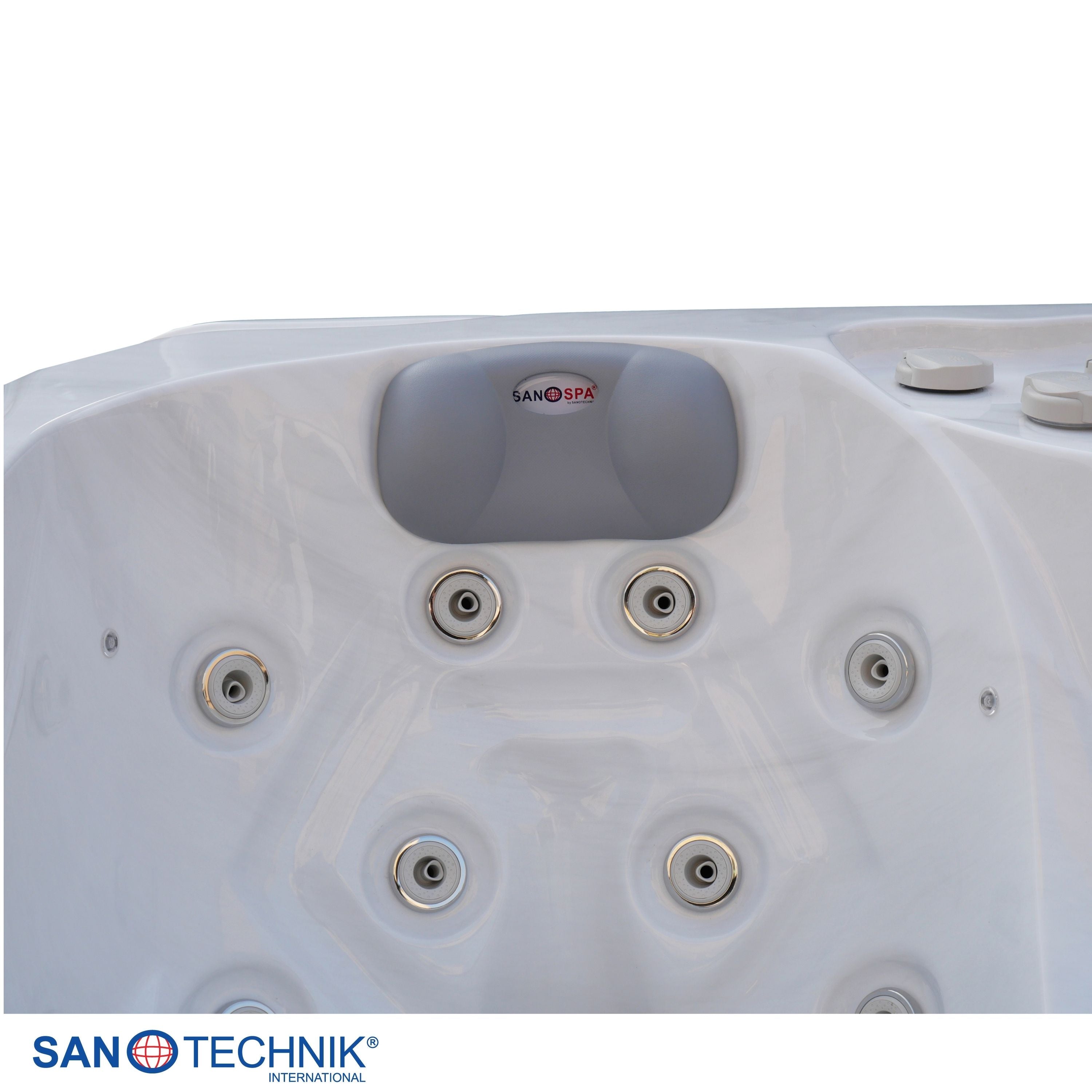 Outdoor Whirlpool MAURITIUS WHITE MARBLE inkl. Stiege und Abdeckung 210x160x90 cm frostsicher