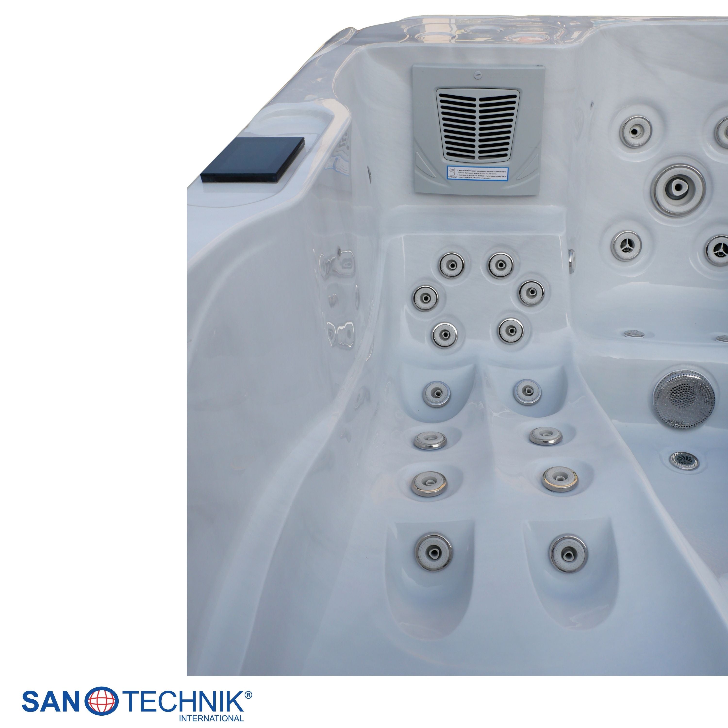 Outdoor Whirlpool MAURITIUS WHITE MARBLE inkl. Stiege und Abdeckung 210x160x90 cm frostsicher