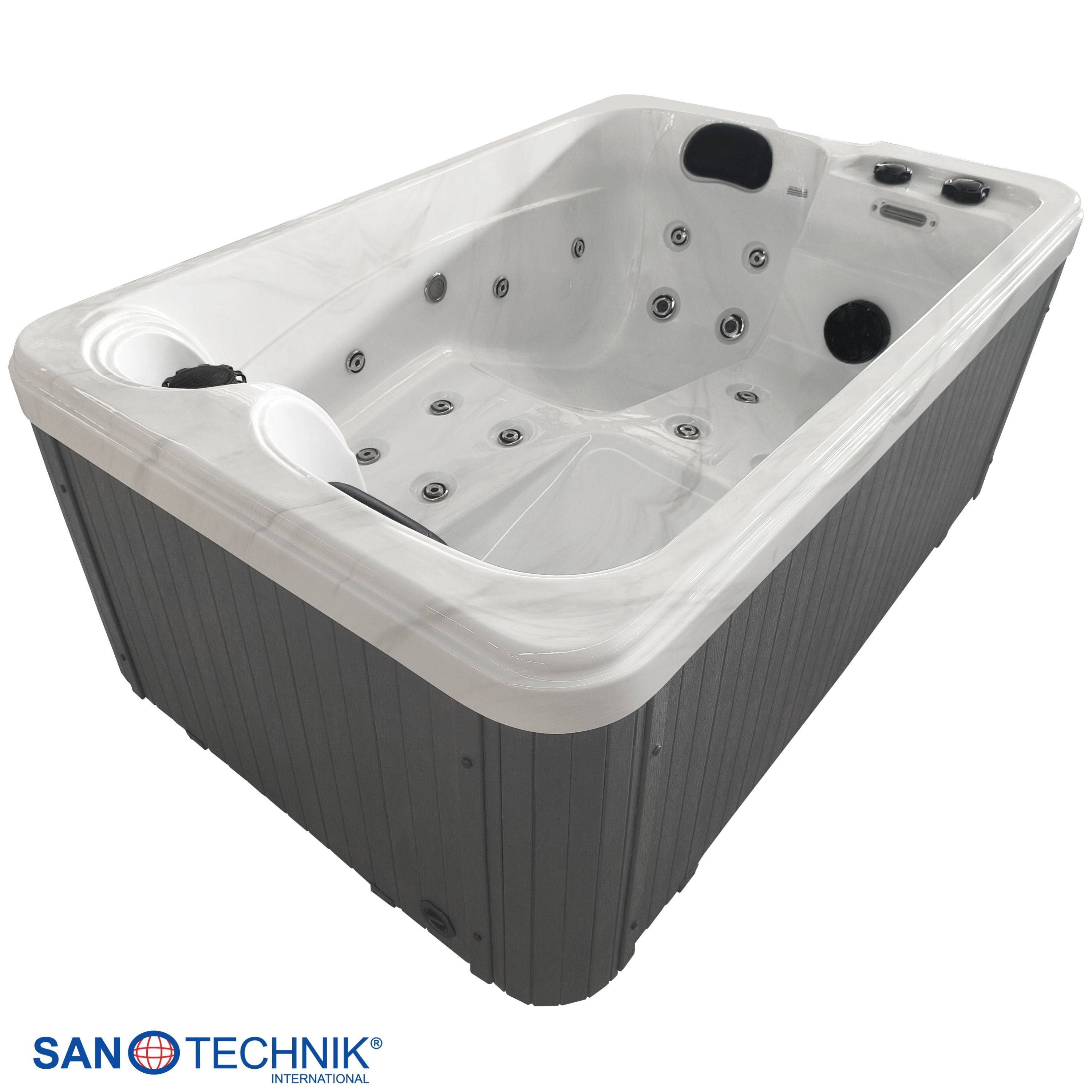 Outdoor Whirlpool SPLIT WHITE MARBLE incl. cover 175x115x70 cm frost-proof