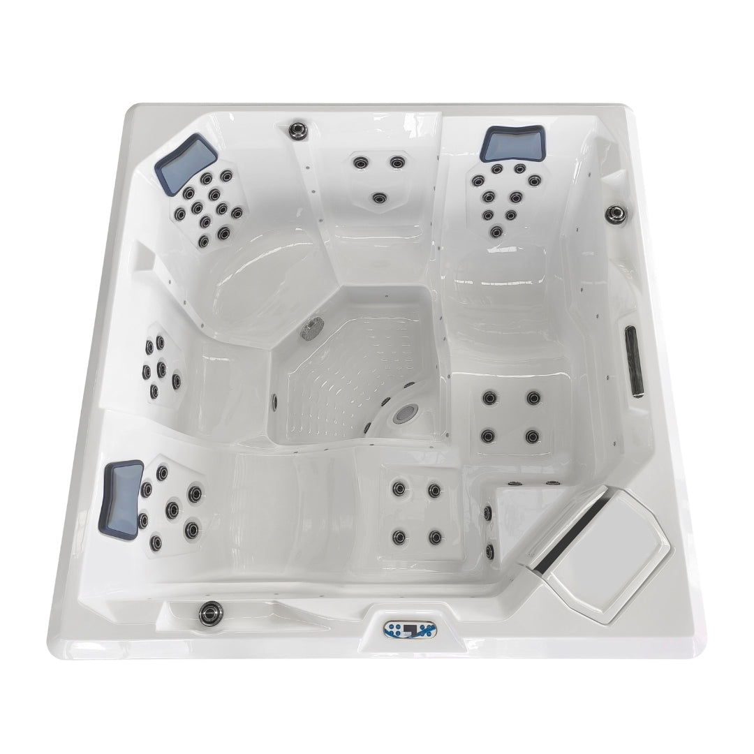 Outdoor whirlpool ROVINJ WHITE incl. cover + steps 210x210x90 cm frost-proof