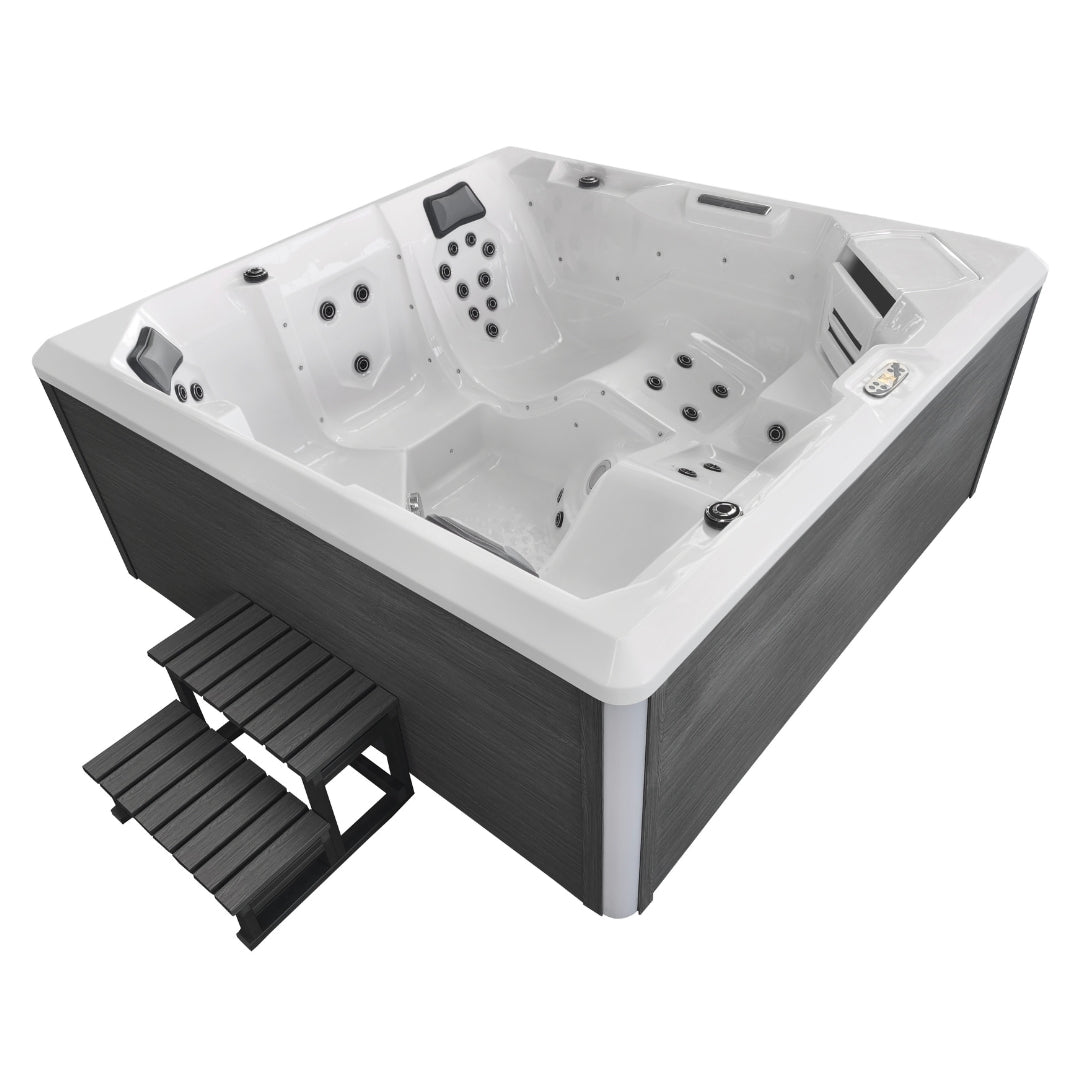 Outdoor whirlpool ROVINJ WHITE incl. cover + steps 210x210x90 cm frost-proof