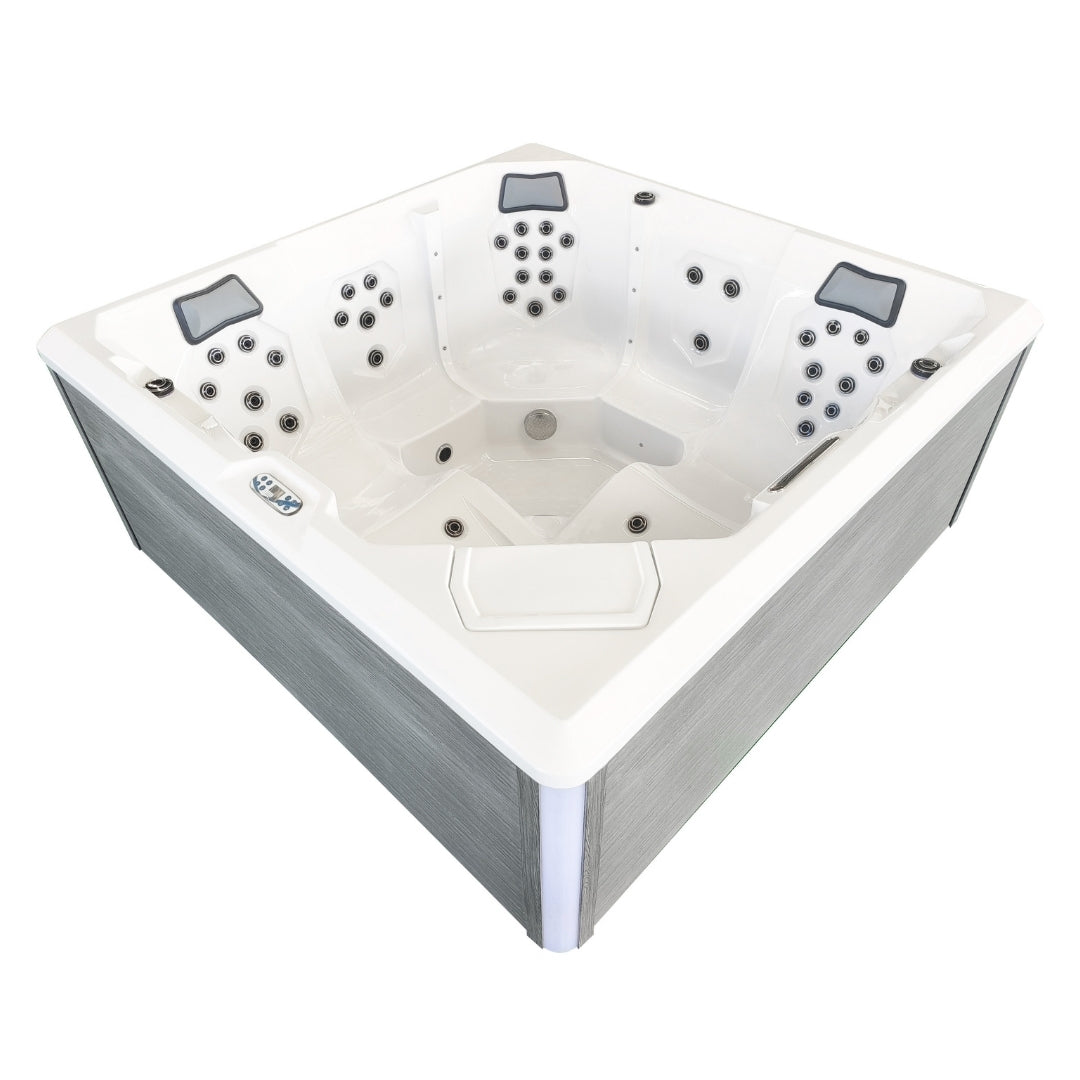 Outdoor Whirlpool ROVINJ WHITE inkl. Abdeckung + Stiege 210x210x90 cm frostsicher